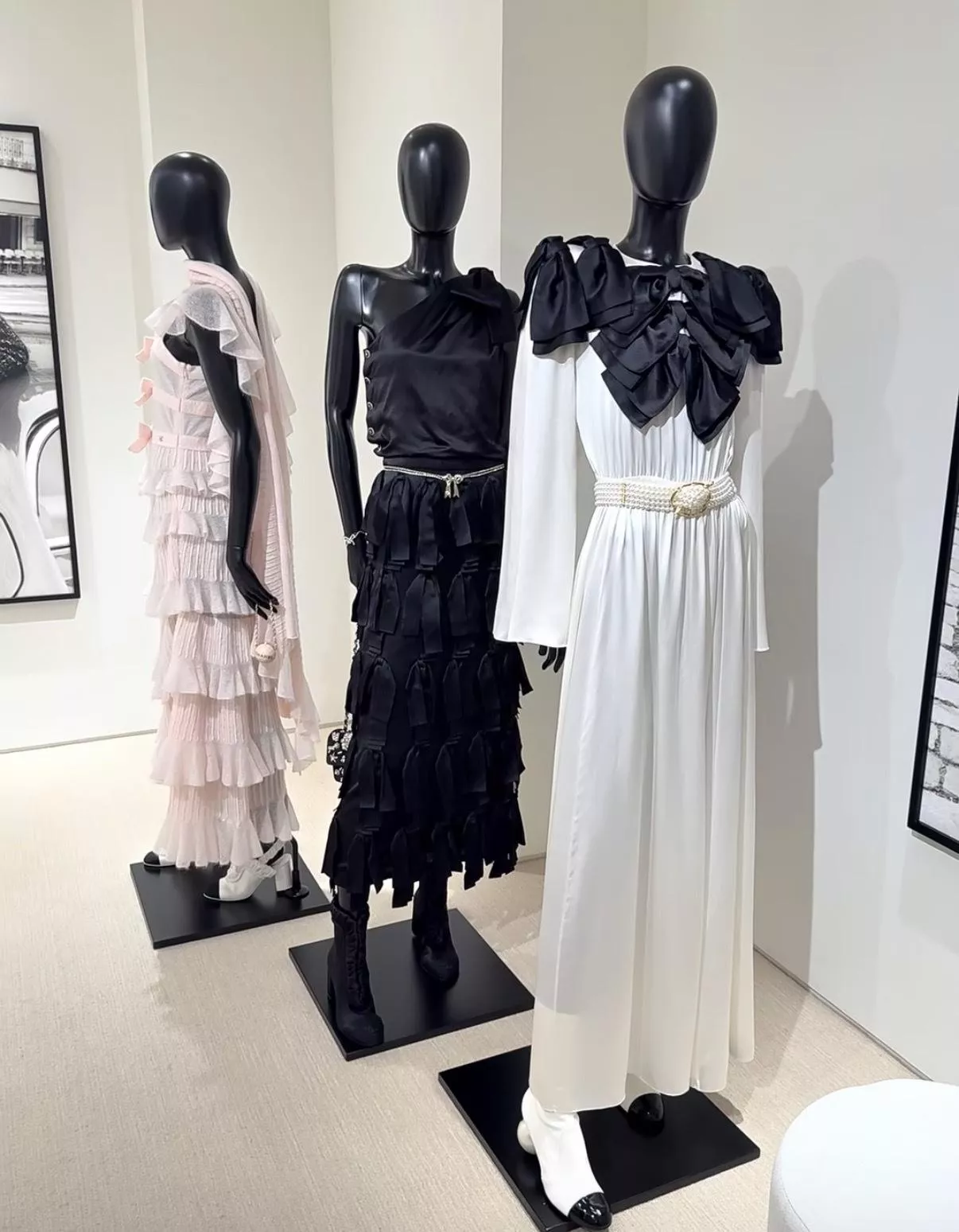 CHANEL 蝴蝶結領真絲長洋裝｜喇叭袖禮服洋裝｜優雅長版連衣裙｜36/38/40/42