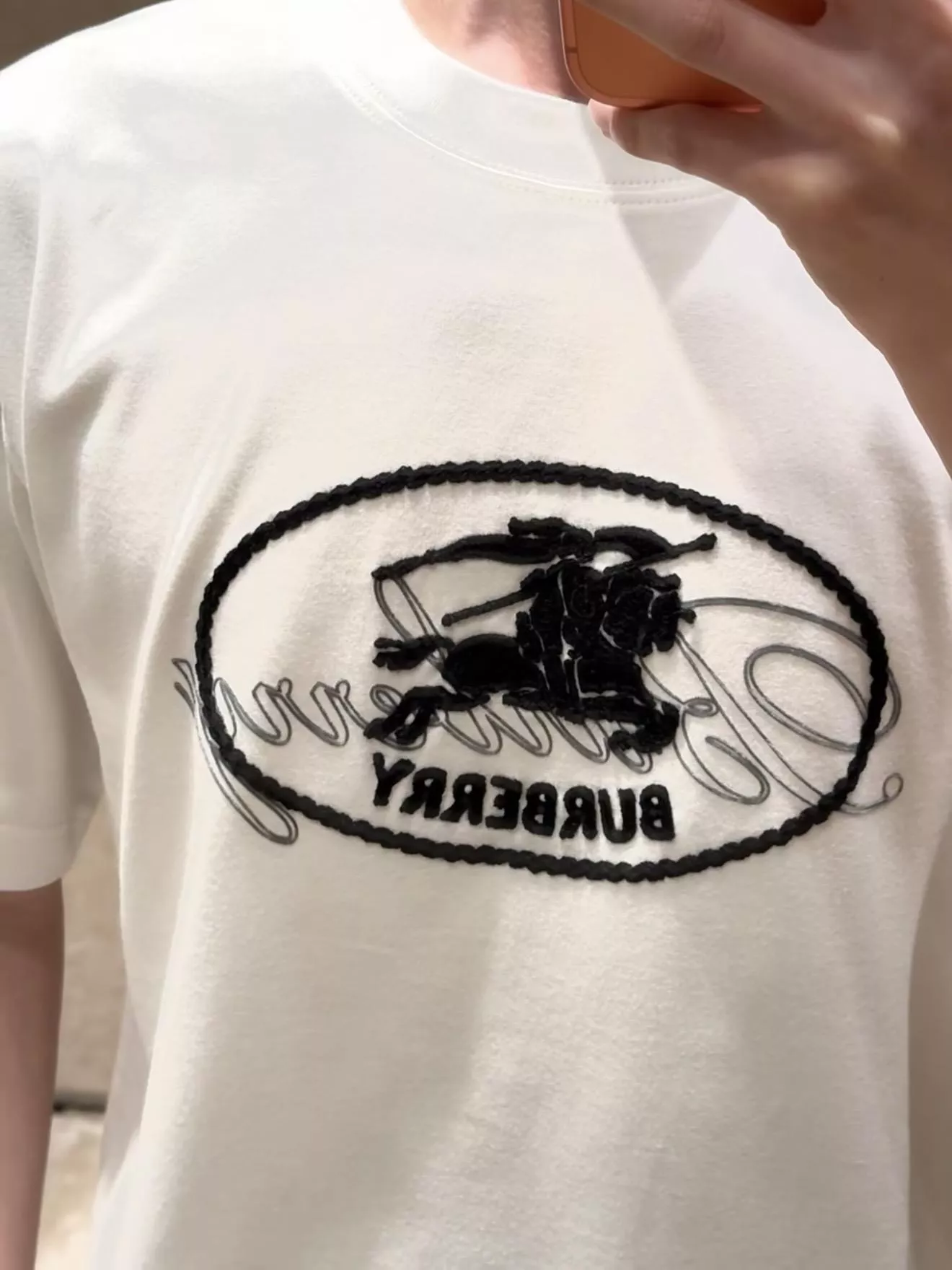 Burberry 白色 經典騎士徽章刺繡T恤｜100%純棉短袖｜XS-L 男女同款