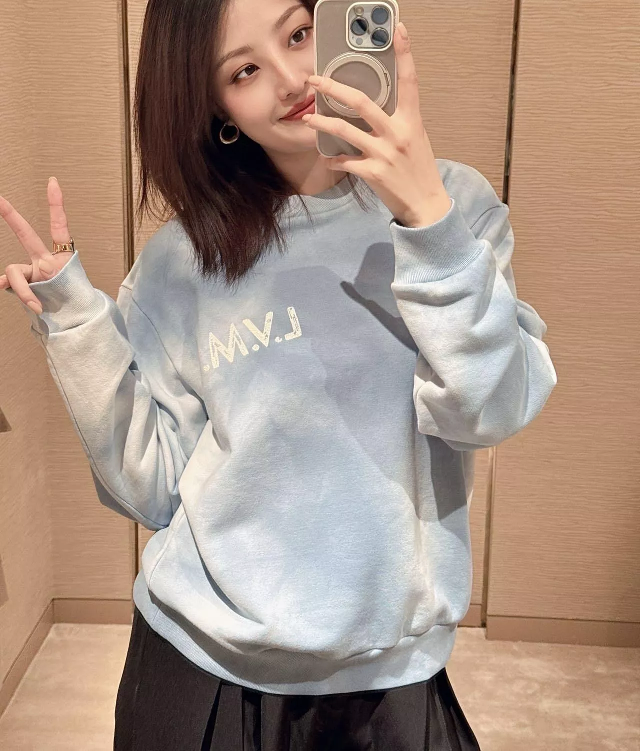 LV 雲朵扎染刺繡圓領衛衣 重磅純棉毛圈 情侶同款｜S-L