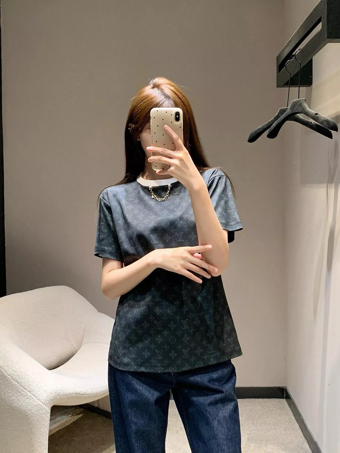 LV 老花鏈條領飾純棉短袖T恤｜S-L