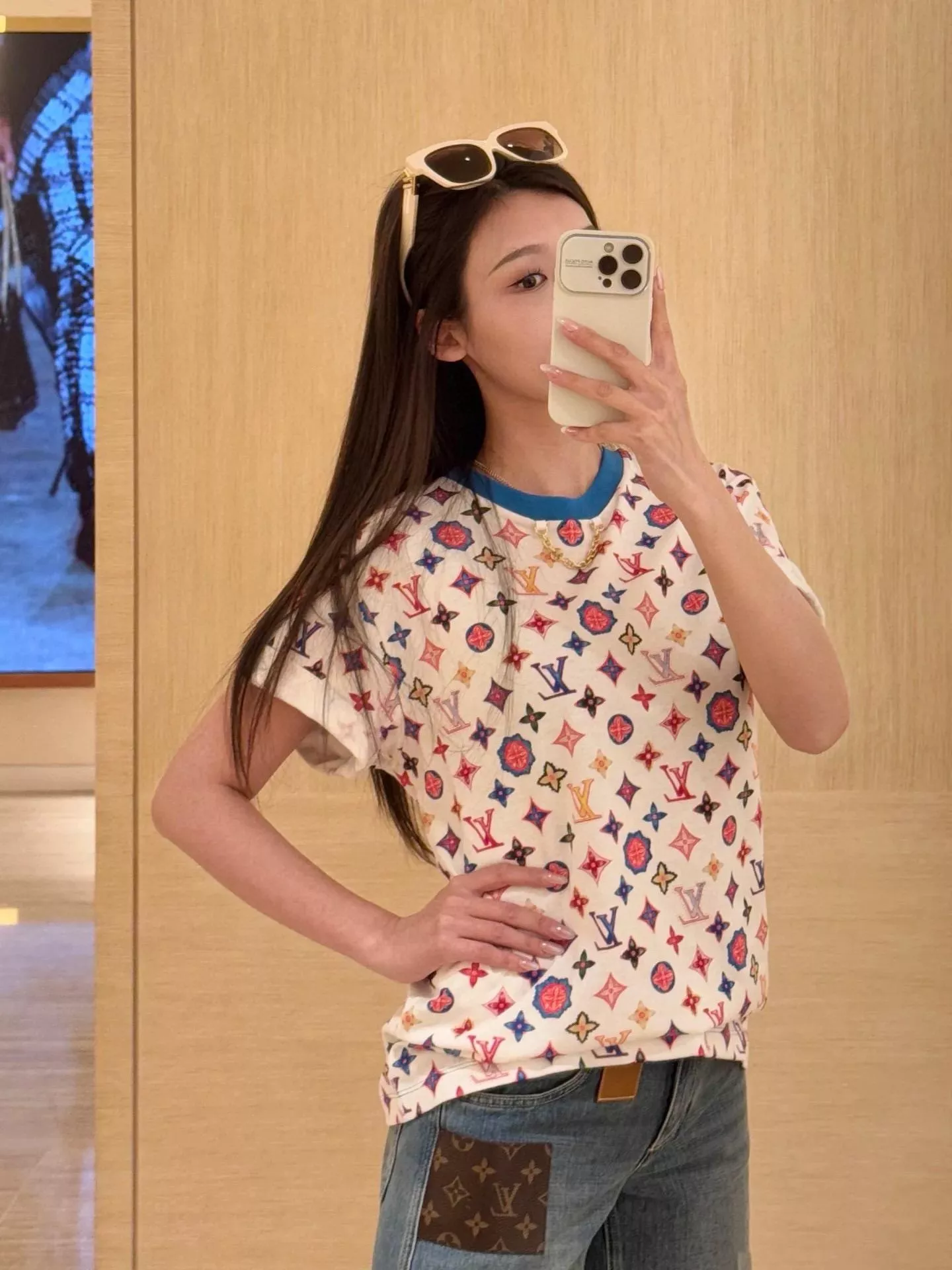 LV 彩色滿版經典圖案短袖T恤｜S-M-L