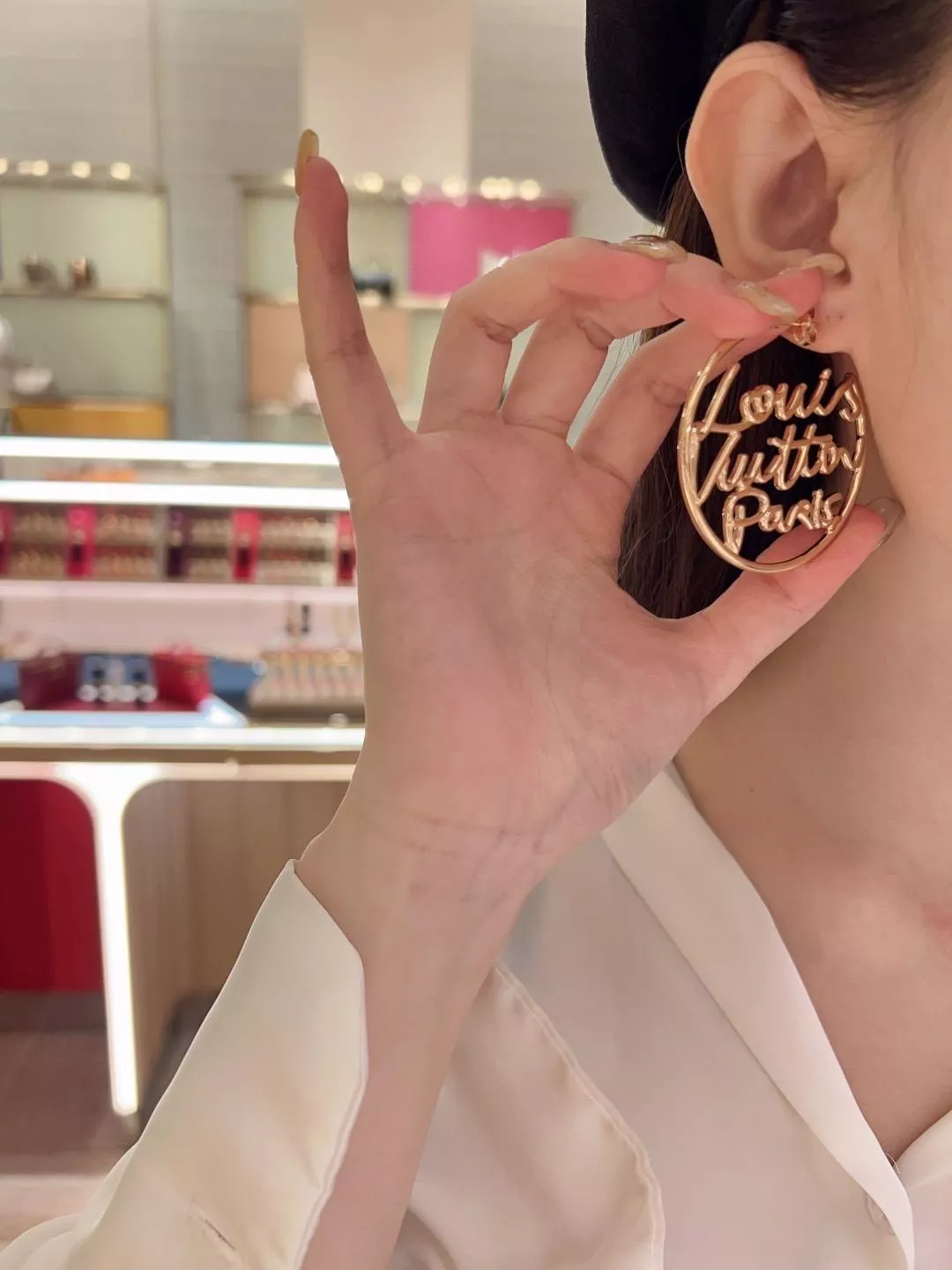 鏤空字母圓圈耳環｜立體字母設計耳圈