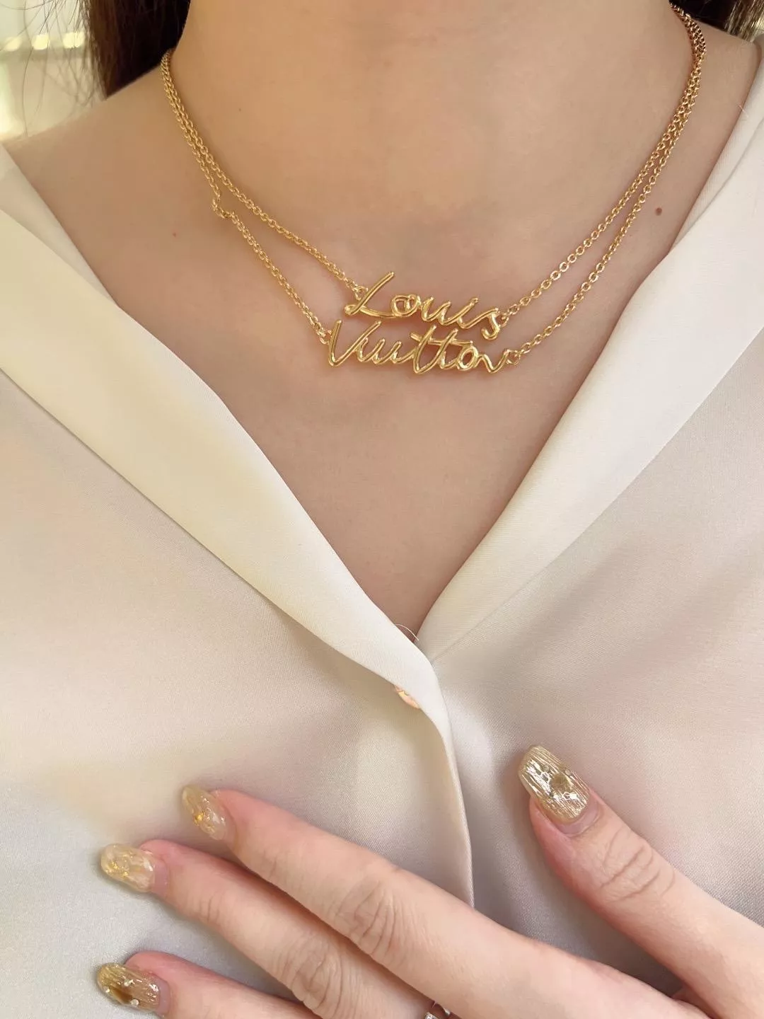 字母雙層項鍊｜立體字母鎖骨鏈