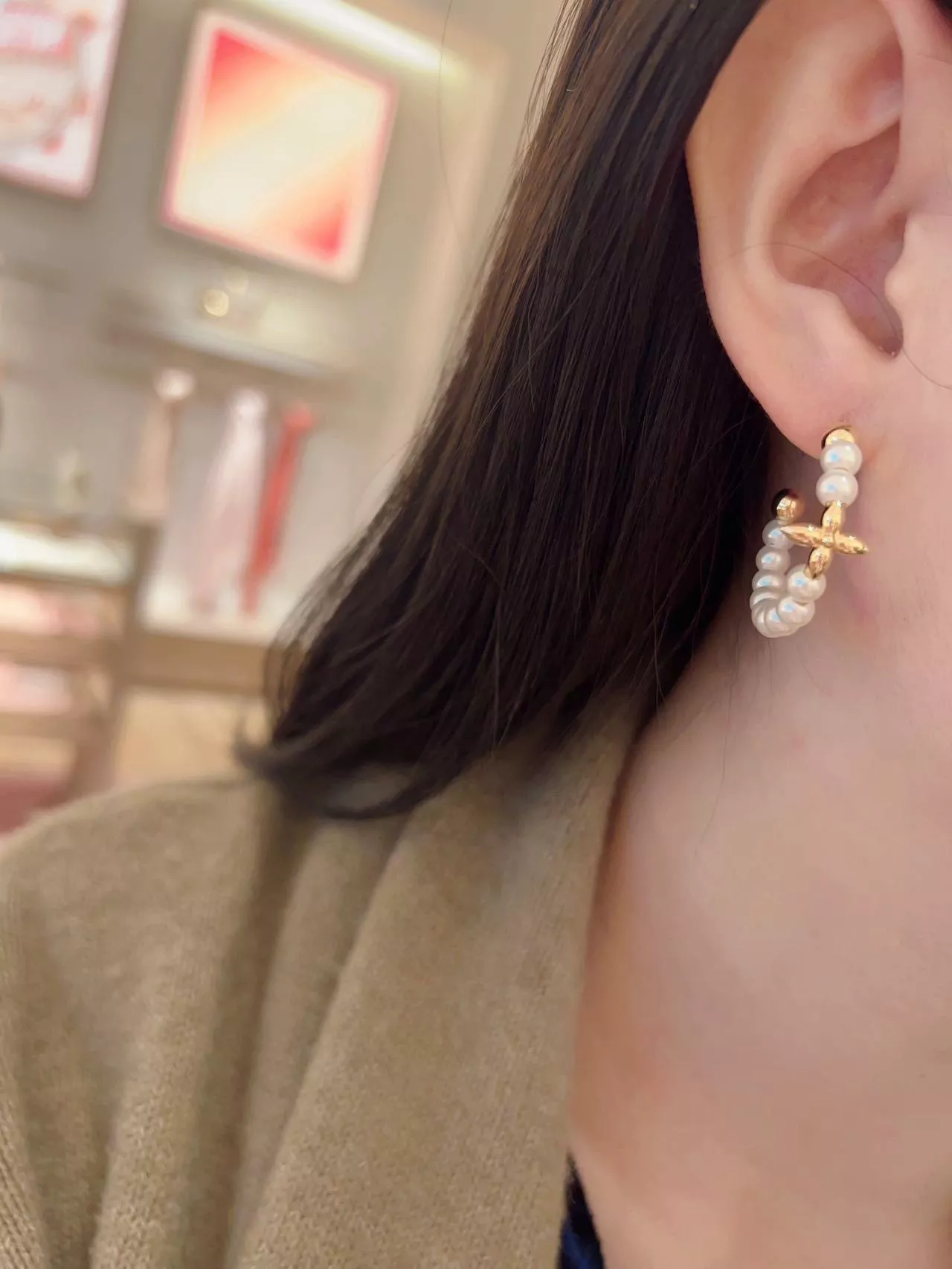 珍珠耳圈耳環｜花朵字母設計 氣質百搭耳飾