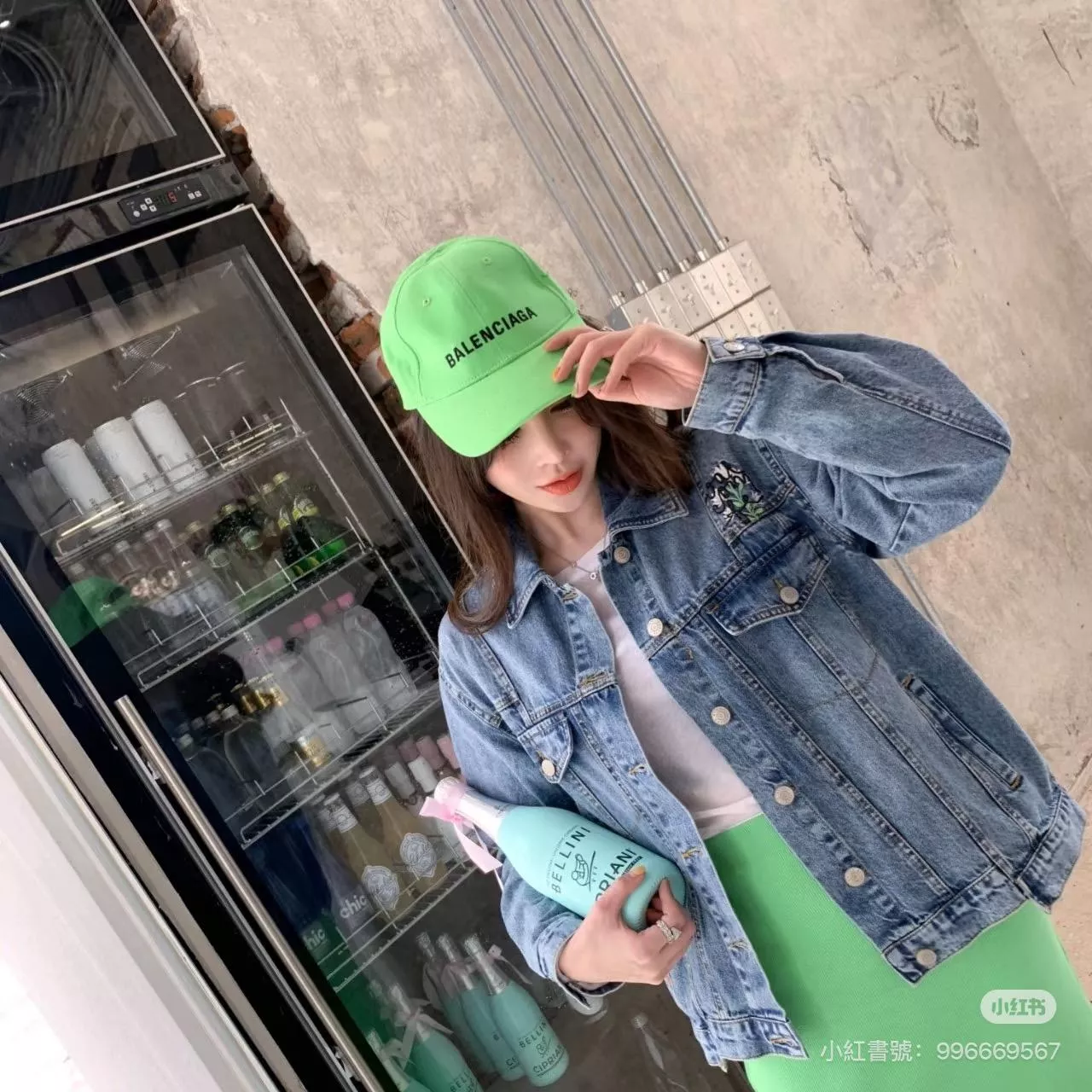 BALENCIAGA 螢光綠 字母巴黎刺繡棒球帽｜斜紋磨毛面料｜運動休閒帽