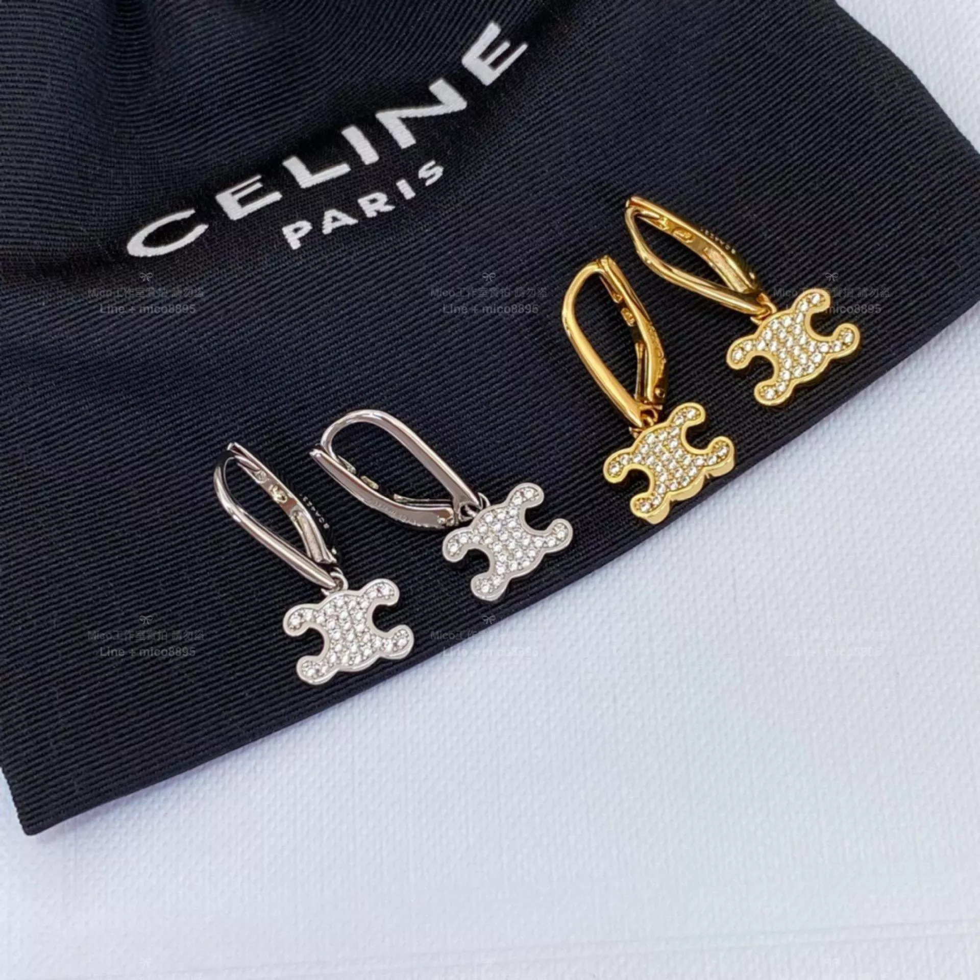 滿鑽凱旋門造型耳環｜金／銀雙色閃鑽款