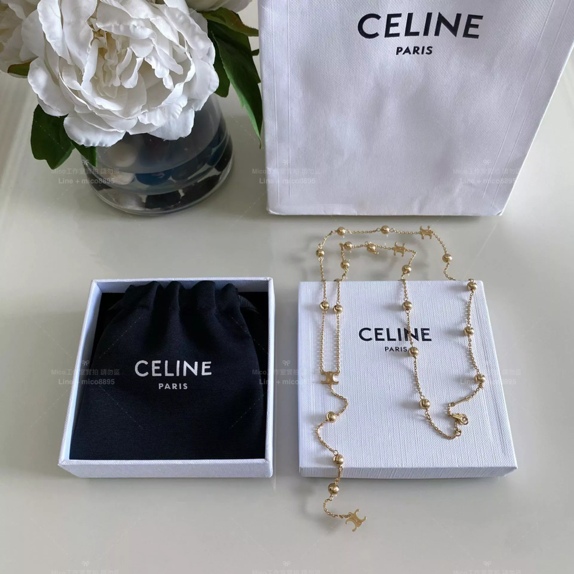 凱旋門金珠Y字長鏈｜鎖骨層次項鍊