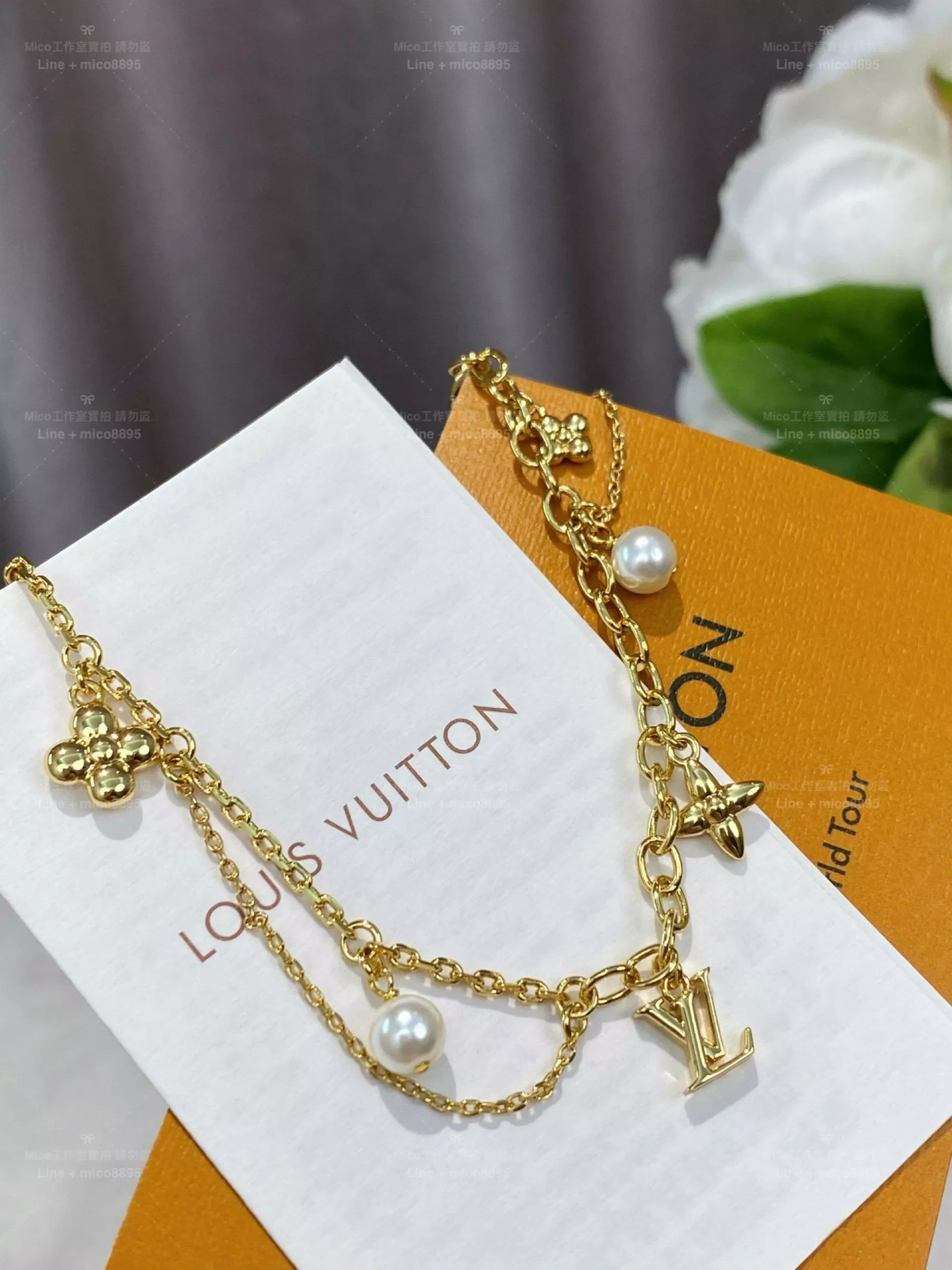 珍珠花朵流蘇項鍊｜雙層細鏈吊墜項鍊 氣質百搭鎖骨鏈 可調節長度