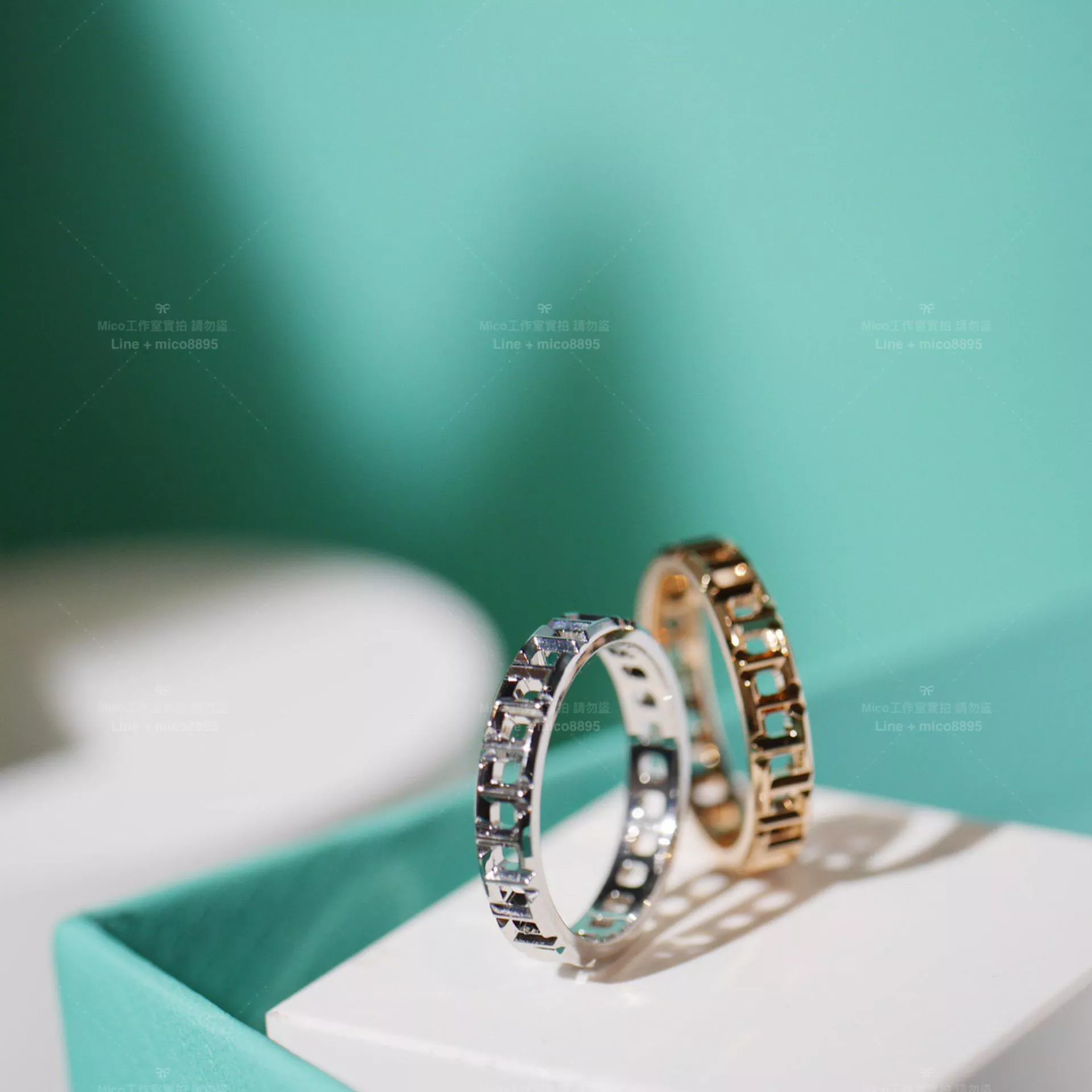 T字鏈環戒指 True系列｜玫瑰金／銀色｜窄版5-8號