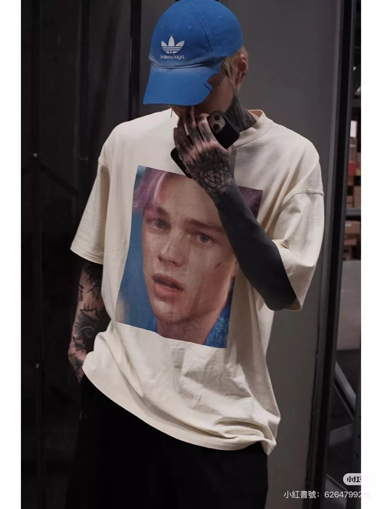 BALENCIAGA 藍色 聯名款 三葉草字母刺繡棒球帽｜斜紋棉布｜運動休閒帽