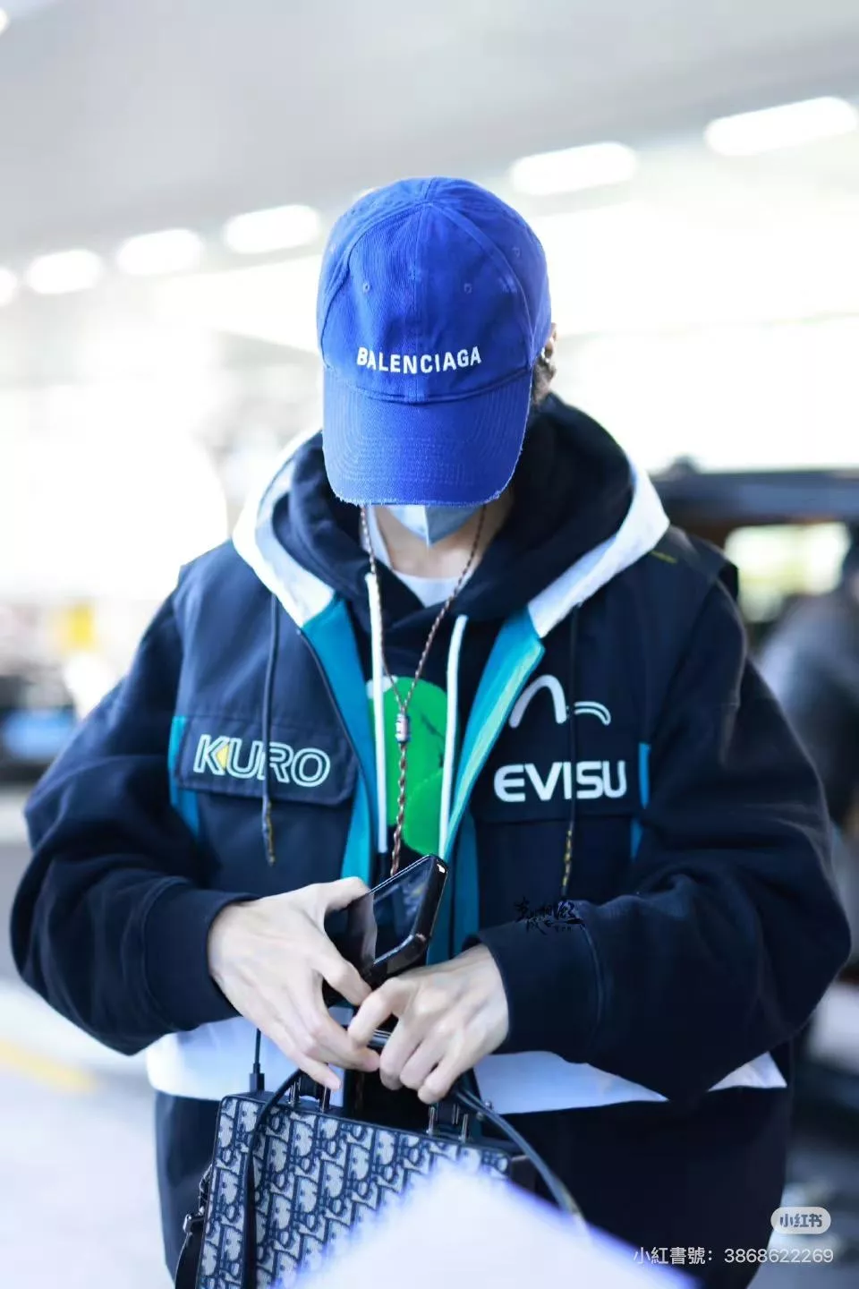 BALENCIAGA （做舊藍色）字母刺繡棒球帽｜水洗布做舊設計｜百搭帽款