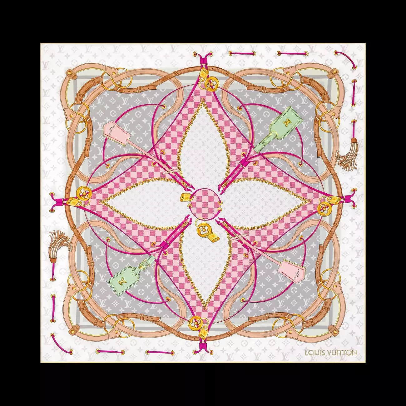 Flower And Straps 真絲90方巾｜桑蠶絲絲巾｜90×90cm