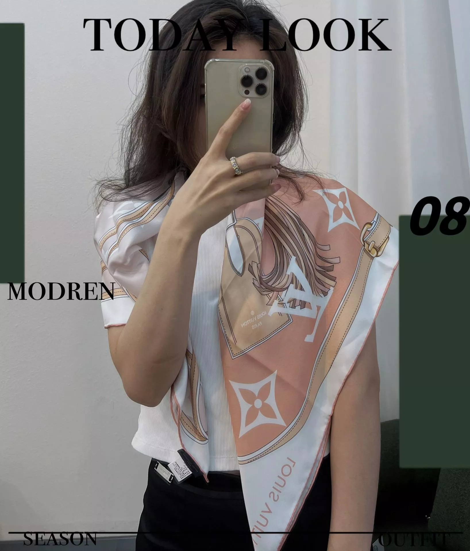 M76776 夏日漸變90真絲方巾｜橘粉漸層絲巾｜90×90cm