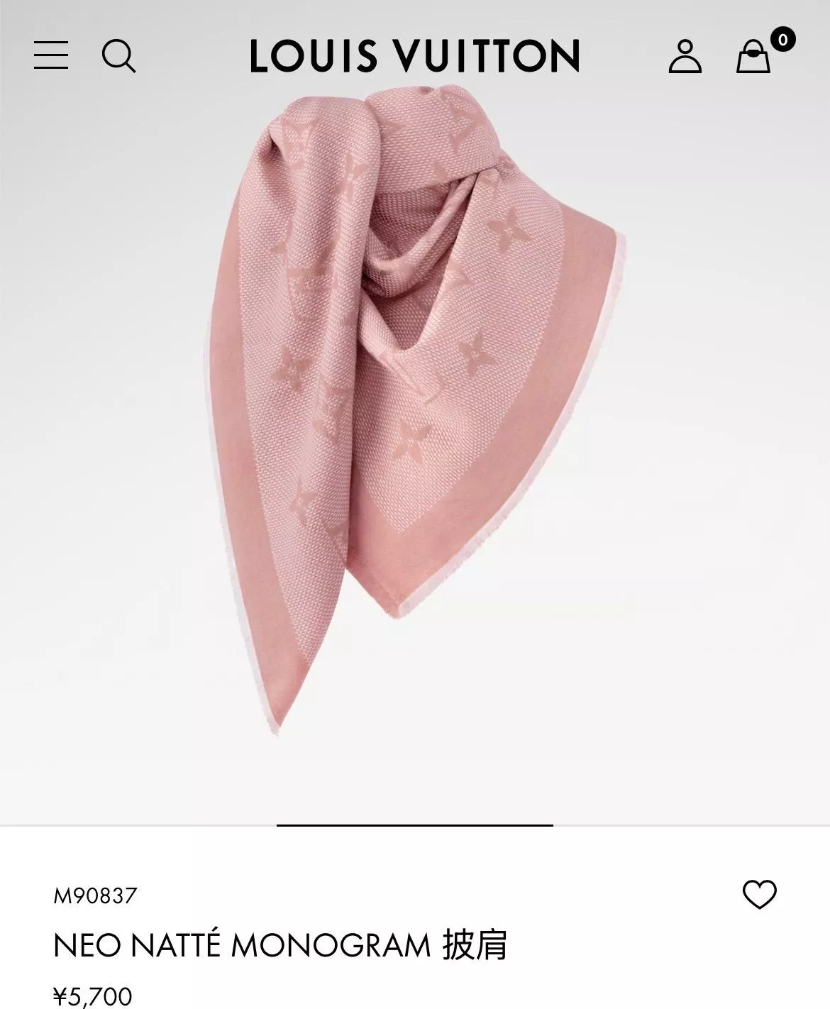 M90837 Monogram 大字母披肩｜粉色羊毛絲混紡圍巾｜140×140cm