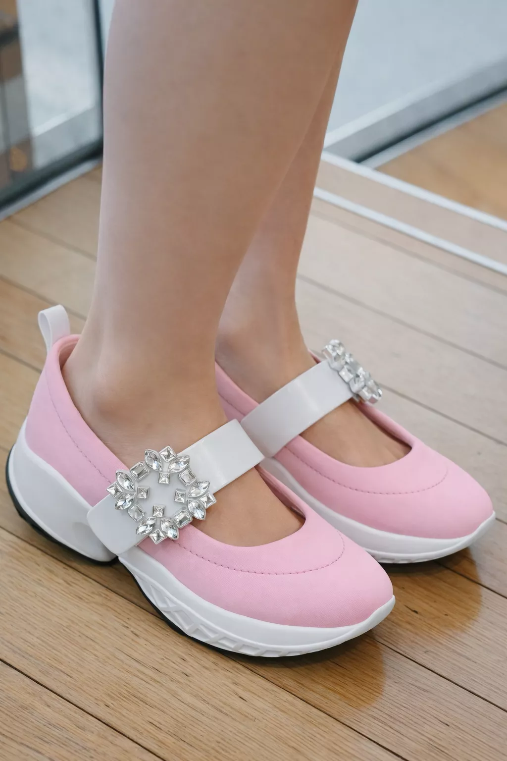 Viv’ Run 鑽扣織物運動鞋（粉色）｜休閒厚底球鞋｜35–39