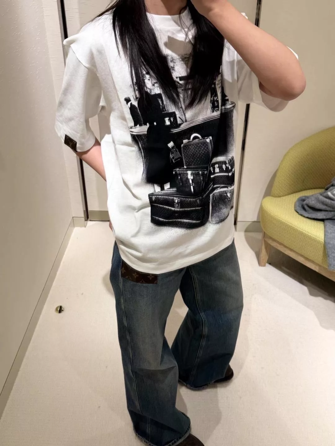 LV 復古人像印花短袖T恤｜寬鬆Oversize版型｜純棉圓領T恤｜S／M／L