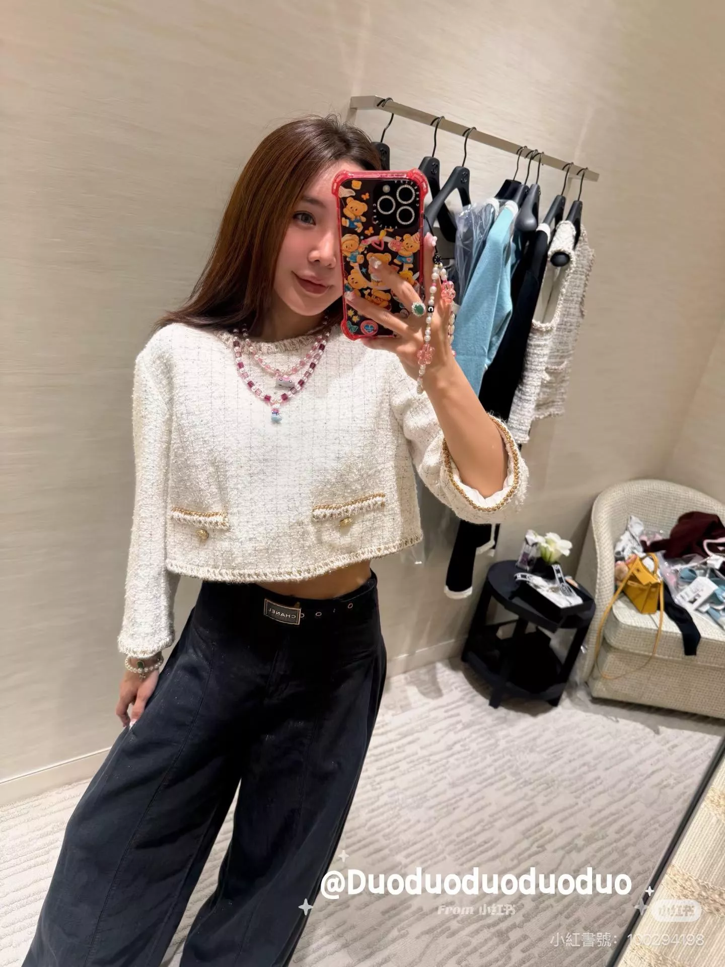 CHANEL 25A 紋短版上衣｜粗花呢圓領外套｜編織滾邊款｜36／38／40