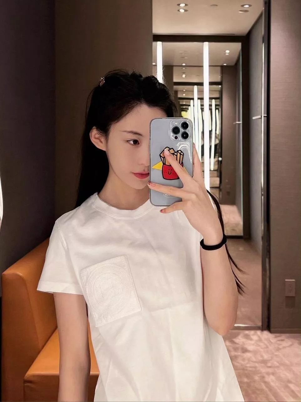 Hermes 白色 刺繡口袋純棉圓領短袖T恤｜經典簡約口袋T｜36 / 38 / 40