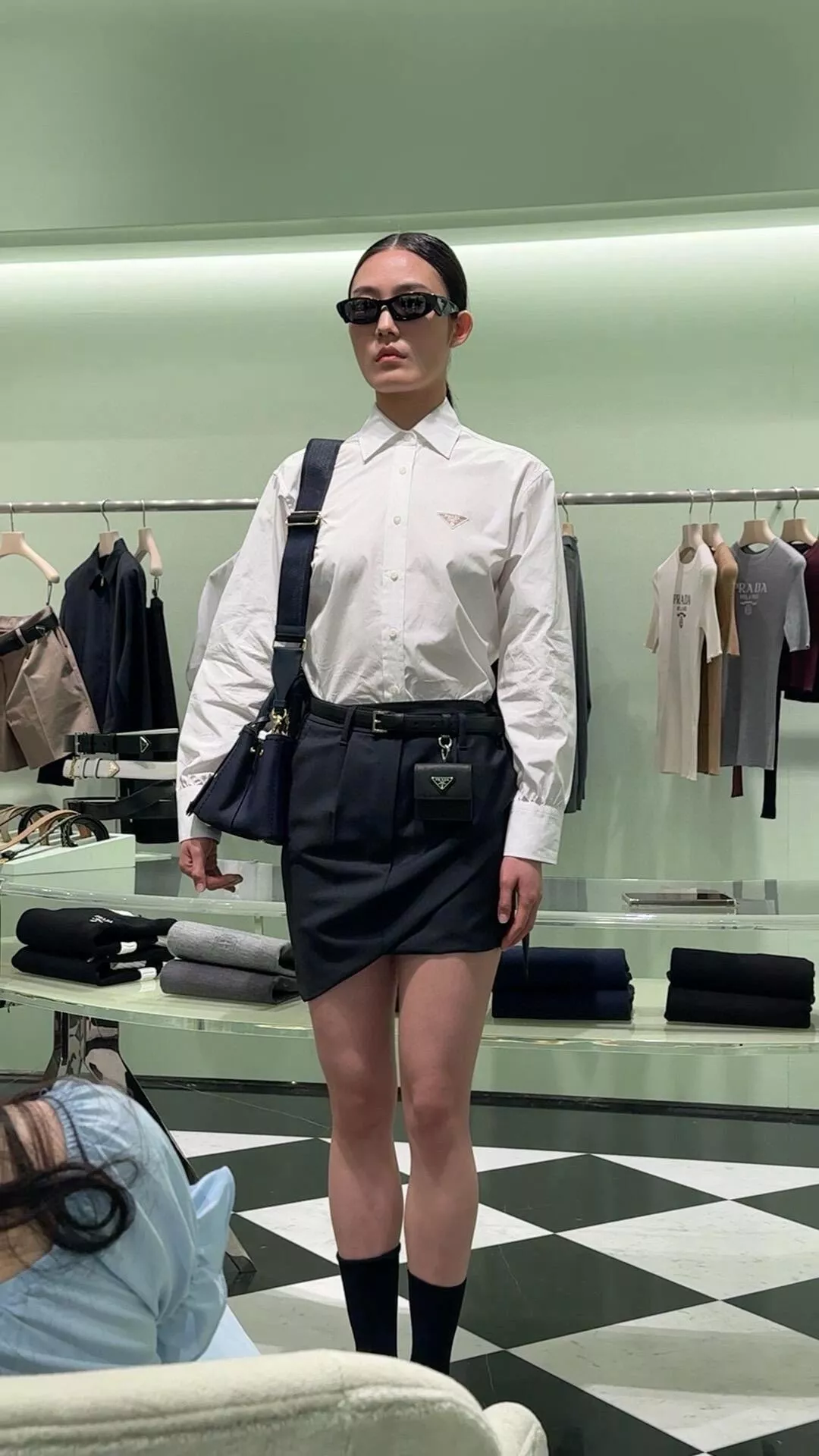 PRADA 刺繡三角標識純棉白襯衫｜經典長袖白襯衣 36 / 38 / 40