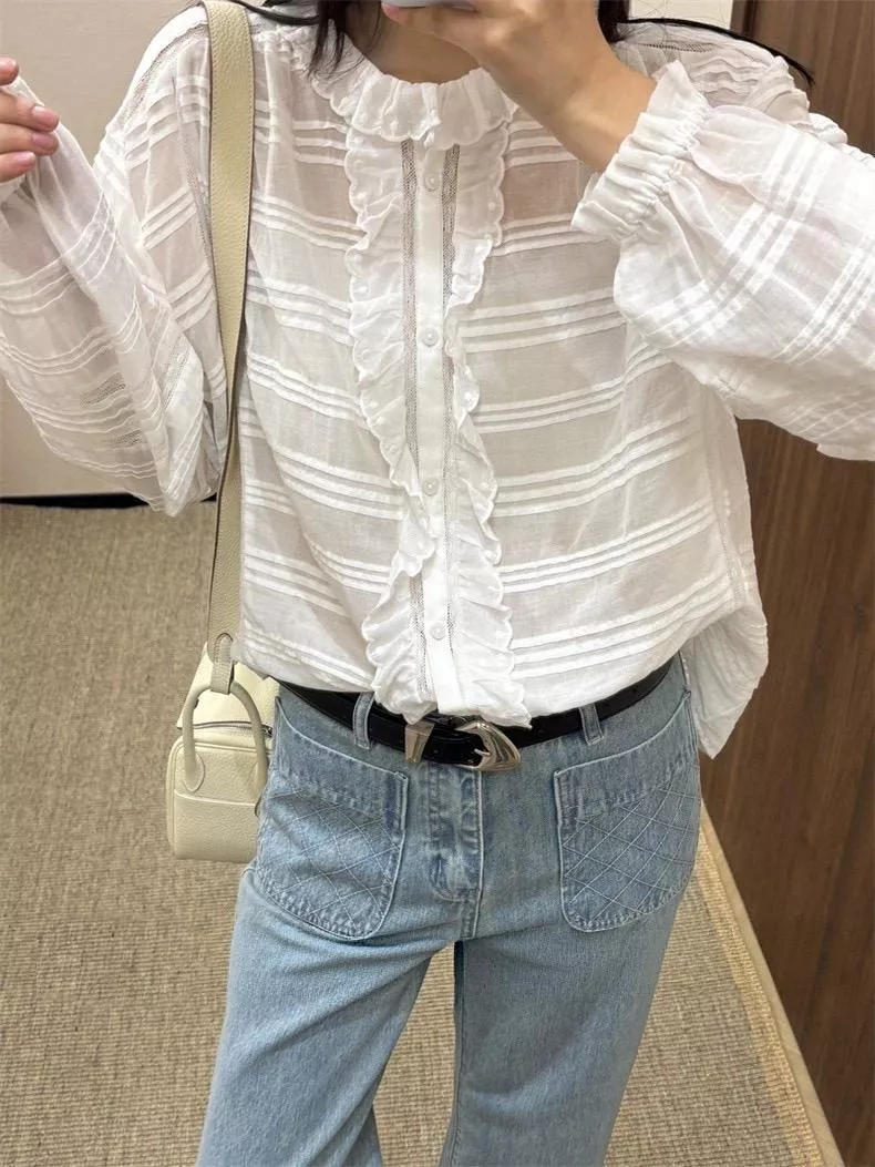 Isabel 荷葉邊纜條襯衣 36.38.40