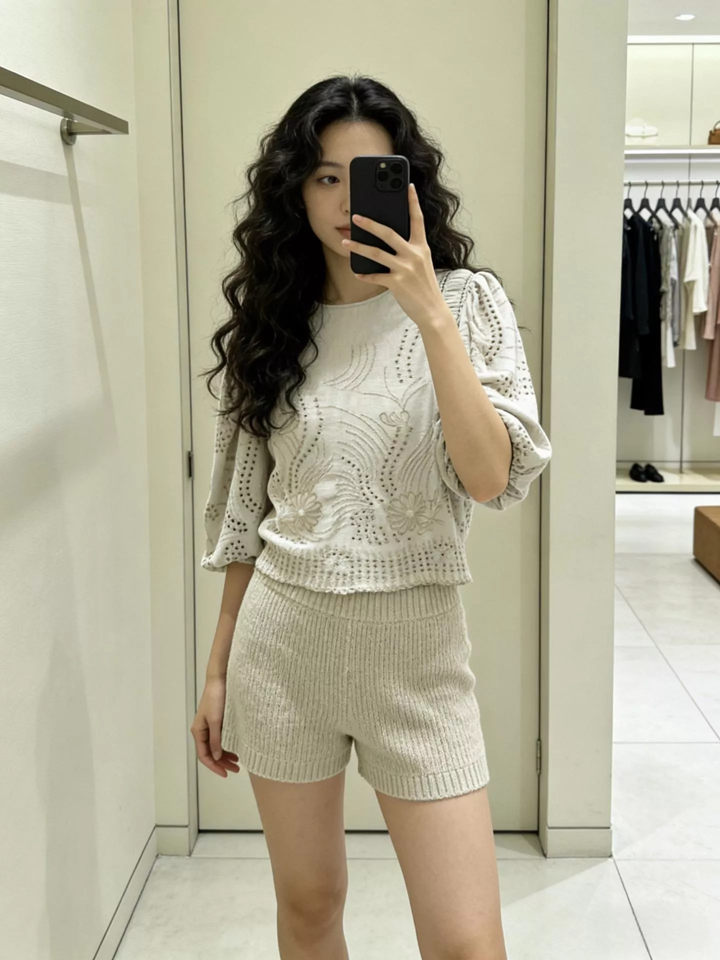 BERENICE 法式刺繡鏤空泡泡袖棉麻上衣｜氣質白色短版襯衫 36 / 38 / 40