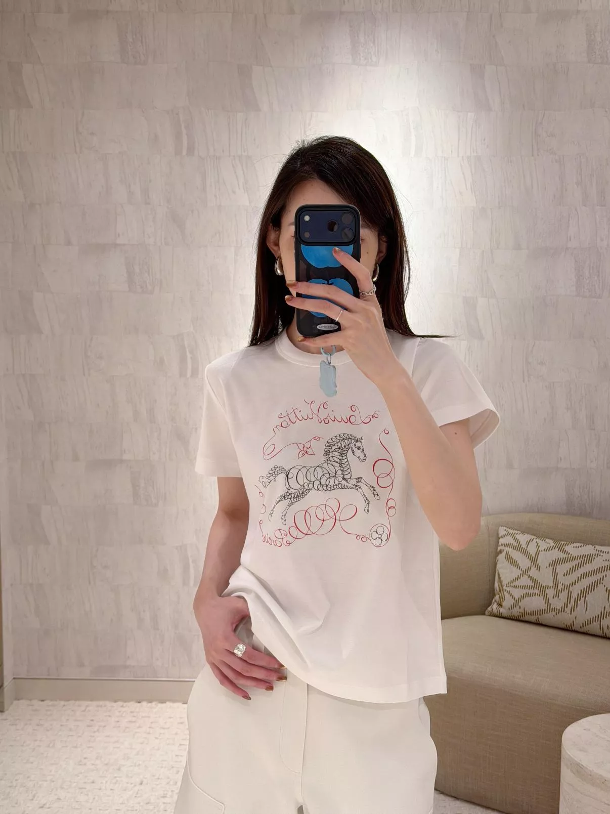 LV 手繪奔馬字母印花純棉T恤｜復古馬術圖案短袖T恤 36 / 38 / 40 / 42