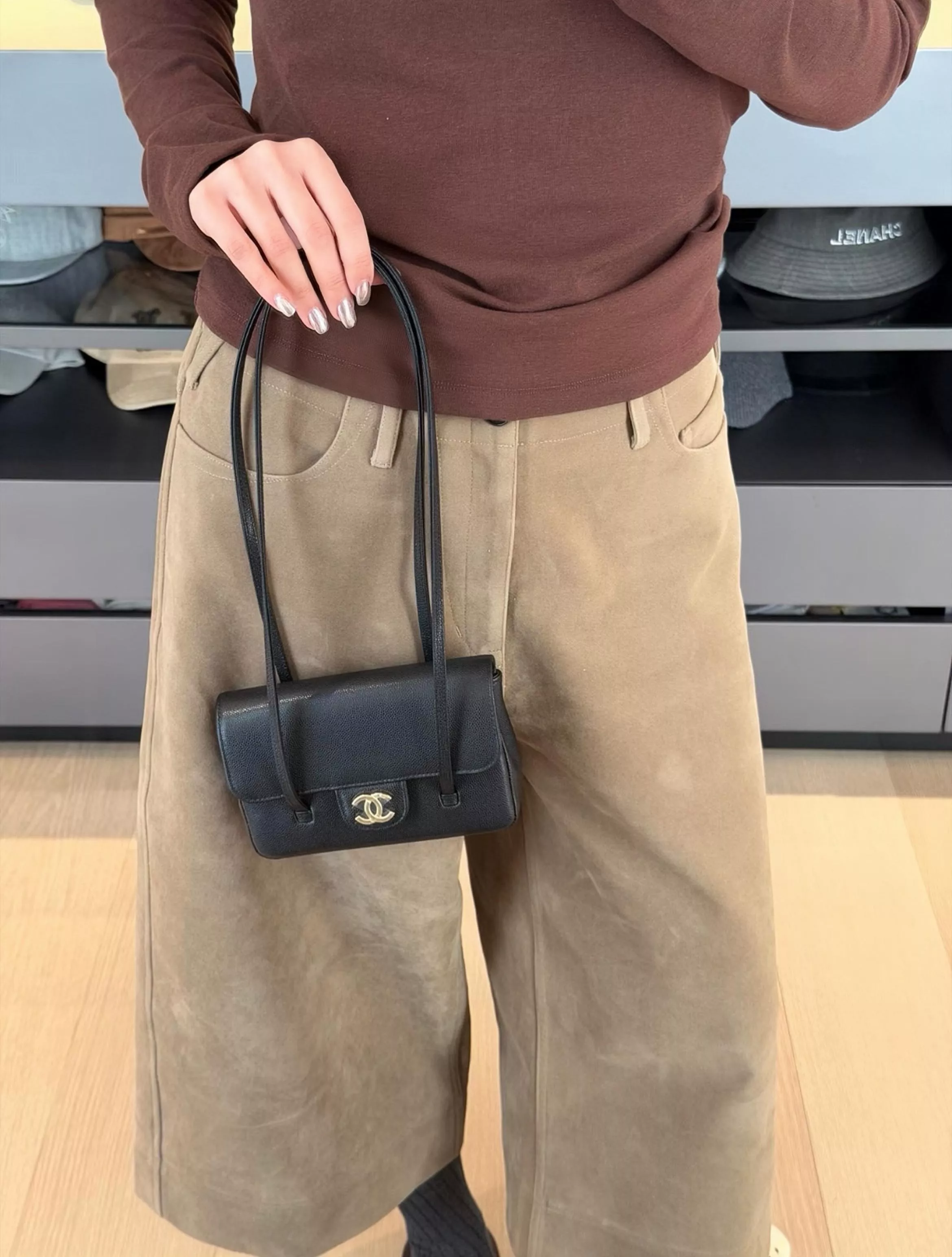 Preppy Coco Mini 手拿包 肩背包｜黑色極簡款