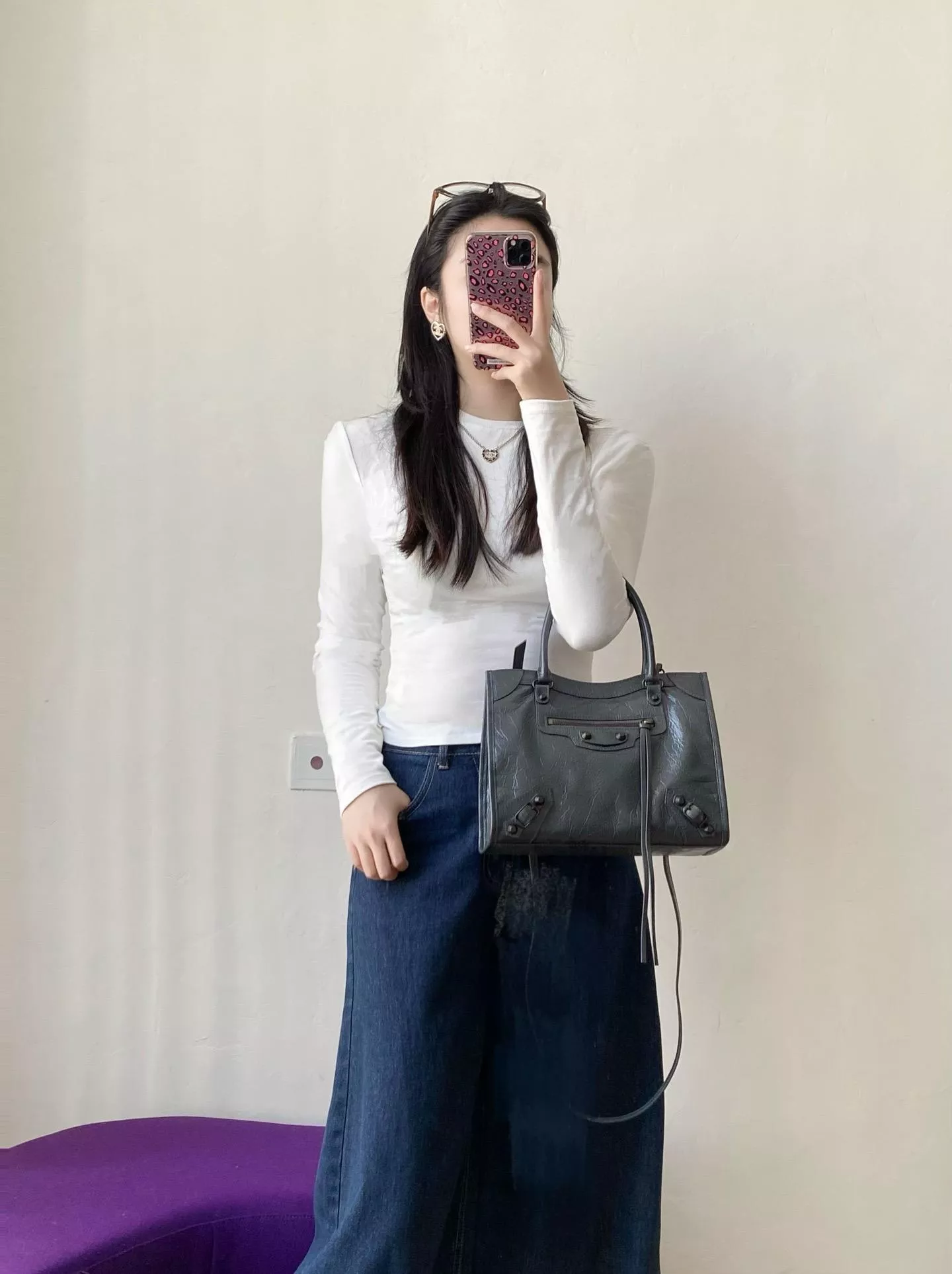 岩灰色  LE CITY TOTE BAG MINI 直式托特包｜油蠟皮 26cm