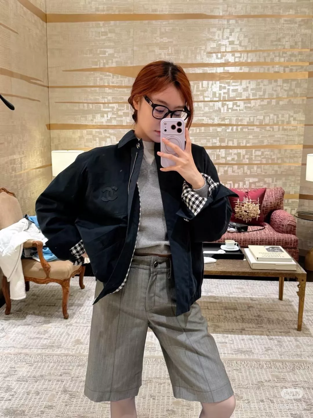 CHANEL 菱格車線工裝外套｜立體縮腰剪裁｜34／36／38