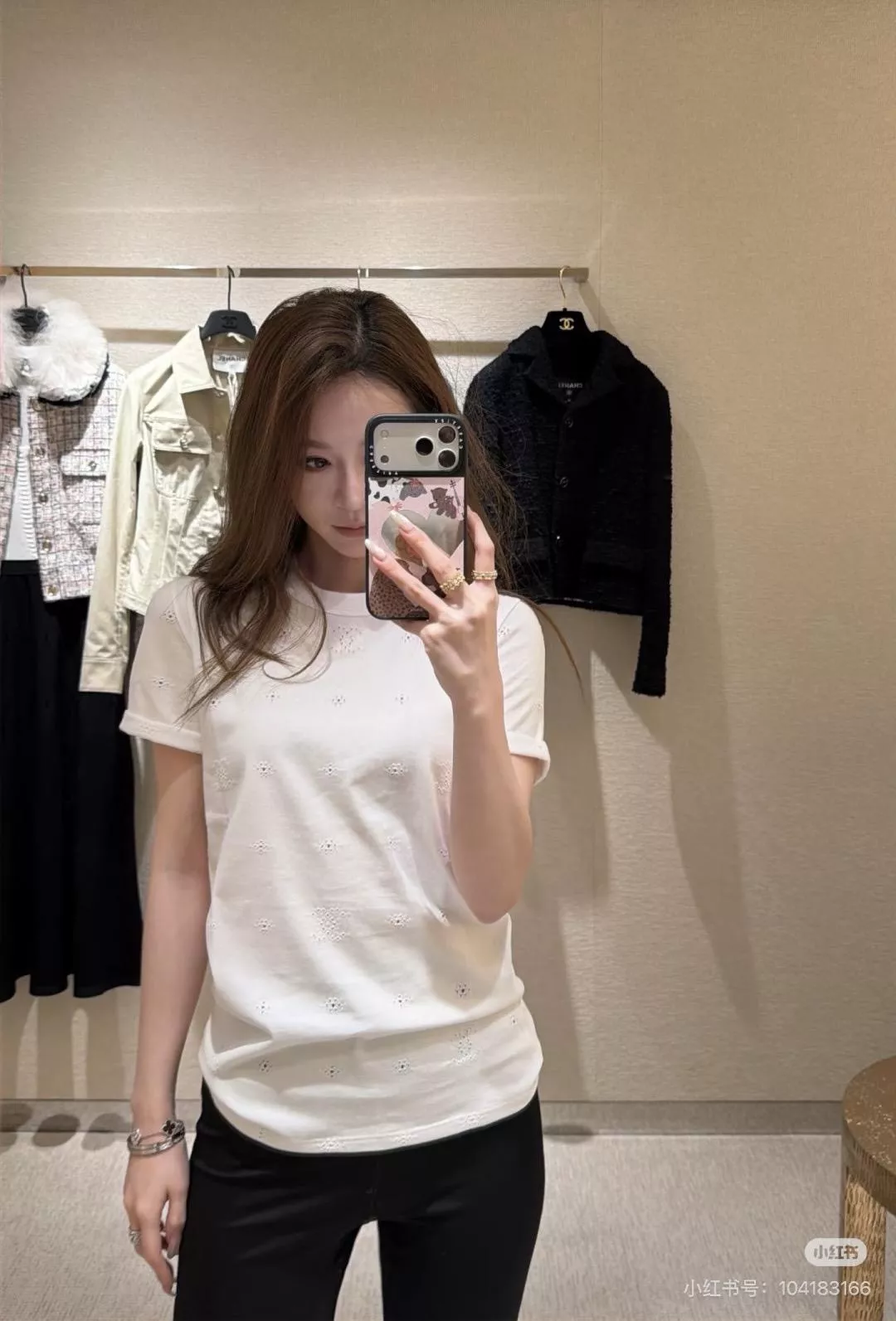 CHANEL 微鏤空刺繡棉質上衣｜修身版型｜S／M／L