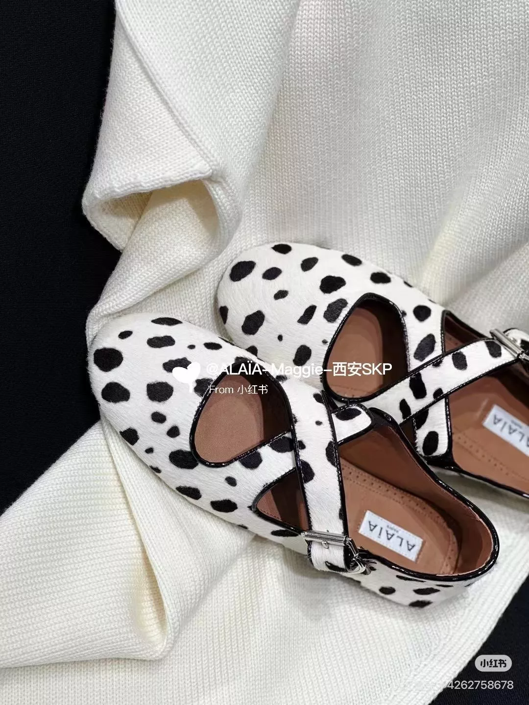 交叉綁帶 白點款 馬毛芭蕾平底鞋｜質感毛面芭蕾鞋 女35–41