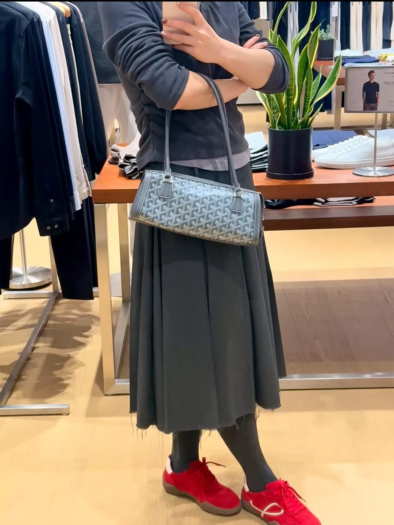 灰色｜Bonbonniere Bag 圓筒法棍包｜復古腋下包