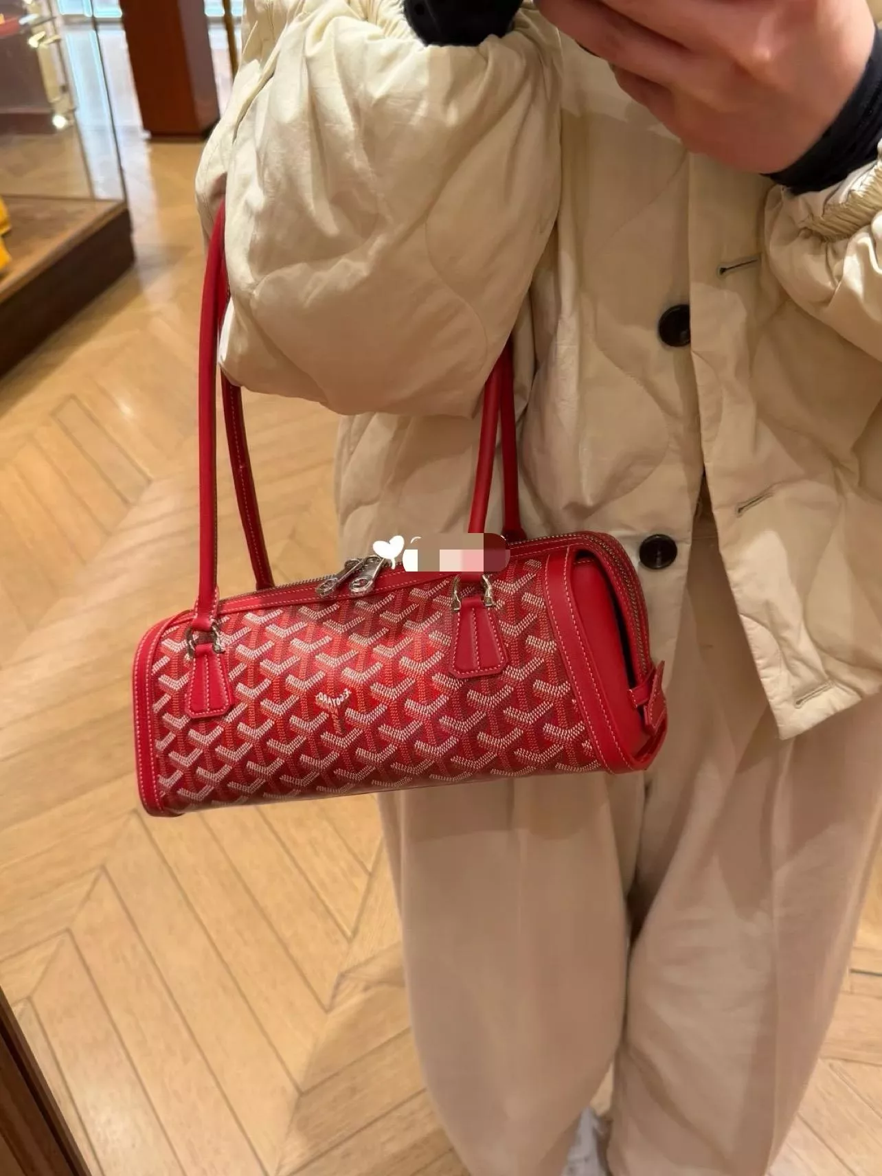 紅色｜Bonbonniere Bag 圓筒法棍包｜復古腋下包