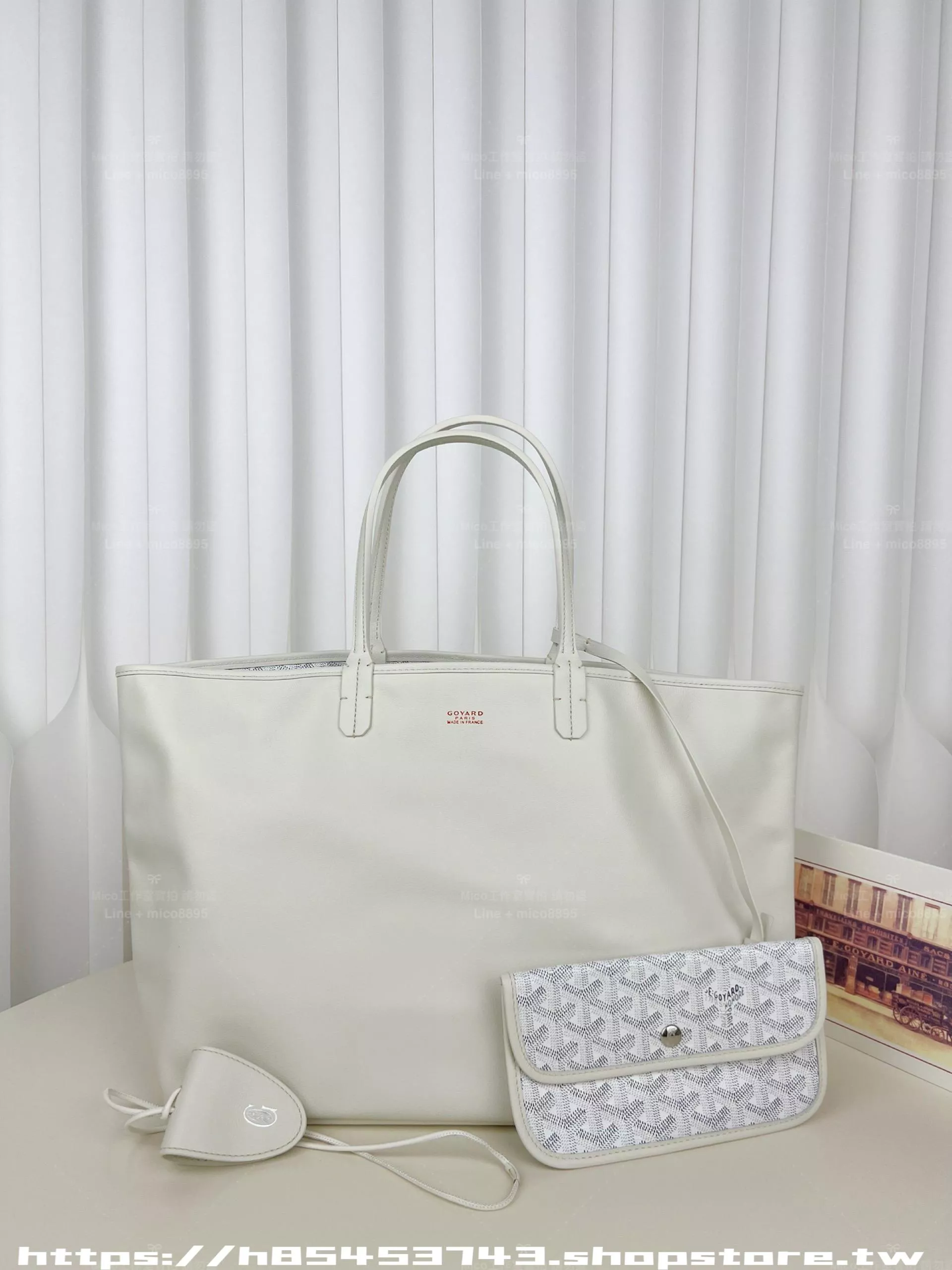 白色雙面牛皮・經典老花款 Anjou Tote｜雙面設計・PM／GM尺寸