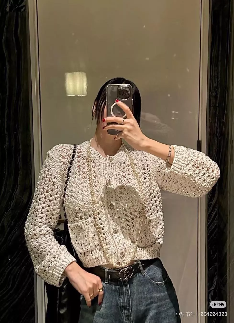 CHANEL 亮片刺繡短版開衫｜精緻細節外套款｜黑／白｜36／38／40