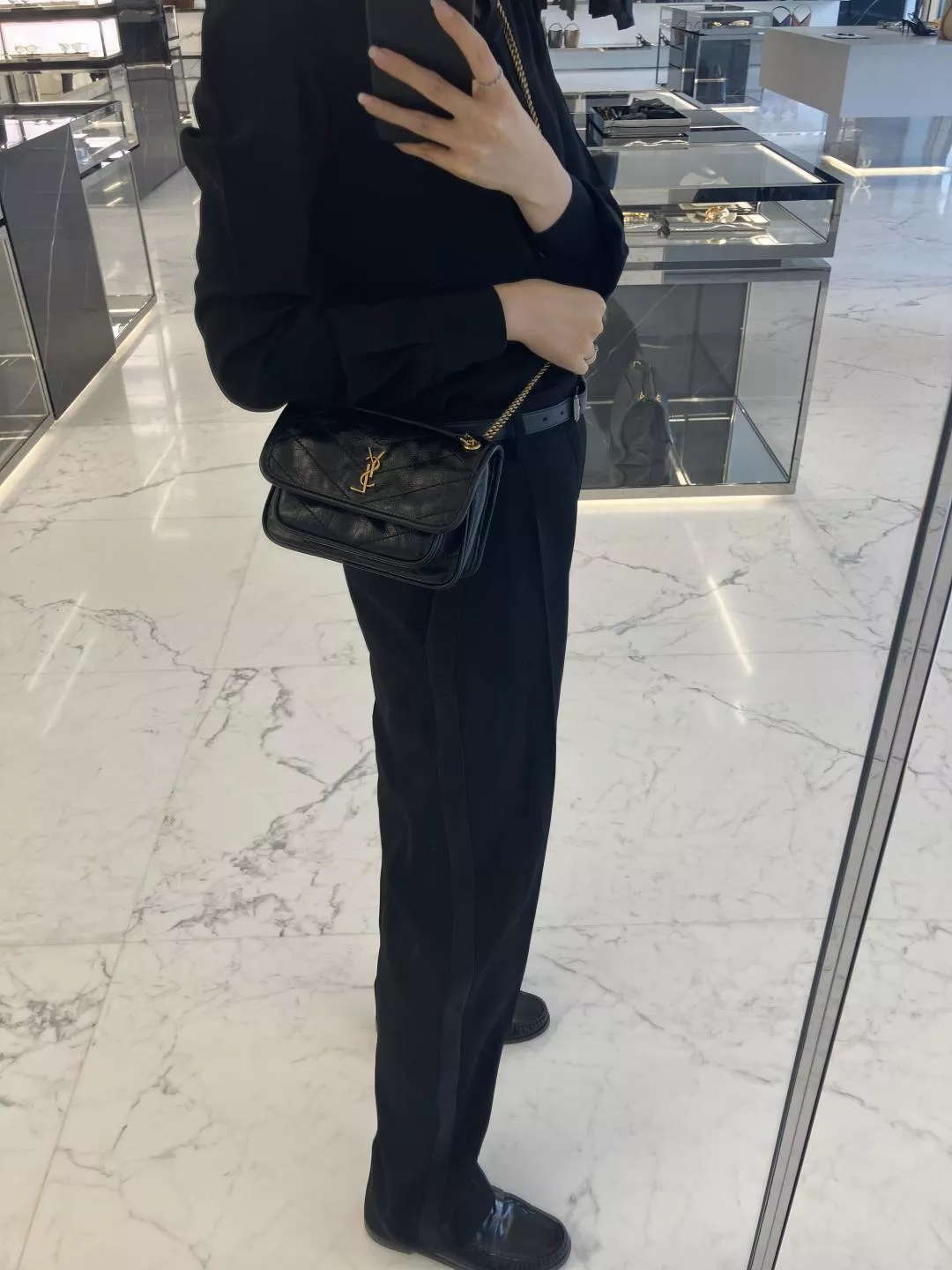 Niki 迷你款｜黑金・輕巧百搭小包 油蠟皮革鏈條包 18cm