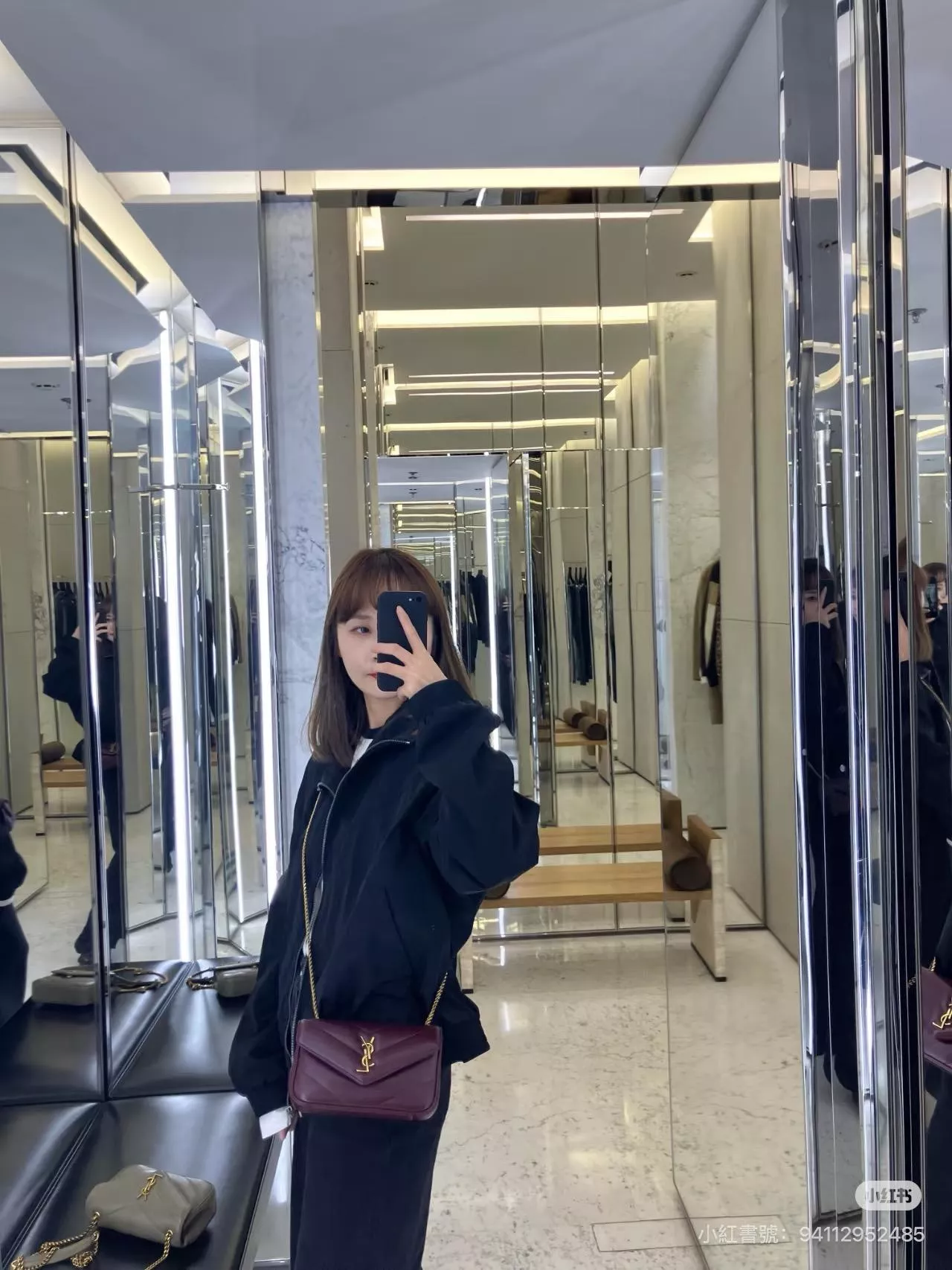 LOULOU MINI 赤霞紅｜新版羊皮鏈條包 20cm