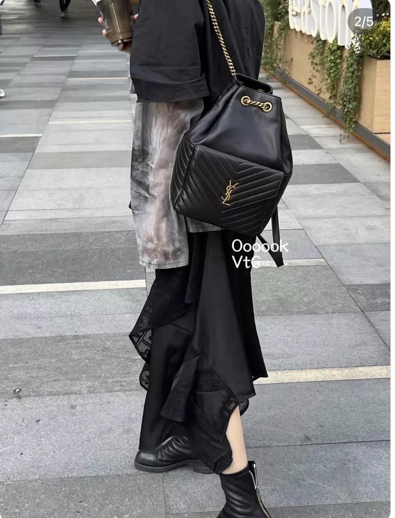 黑色小羊皮 Joe Backpack｜經典復古雙肩包 大號 22cm