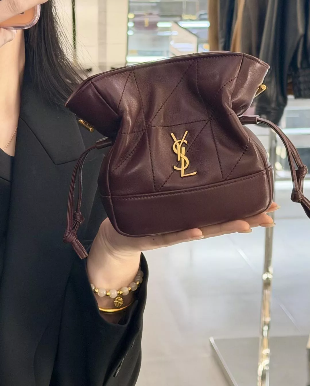 Mini Jamie 小福袋｜赤霞紅小羊皮 迷你斜挎包 14.5cm