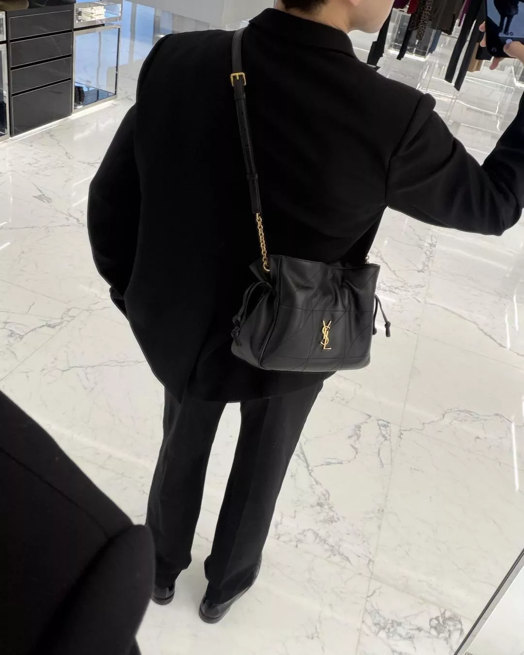 Jamie 小號福袋｜黑色 Nappa小羊皮 新尺寸｜輕鬆斜背小包 26cm