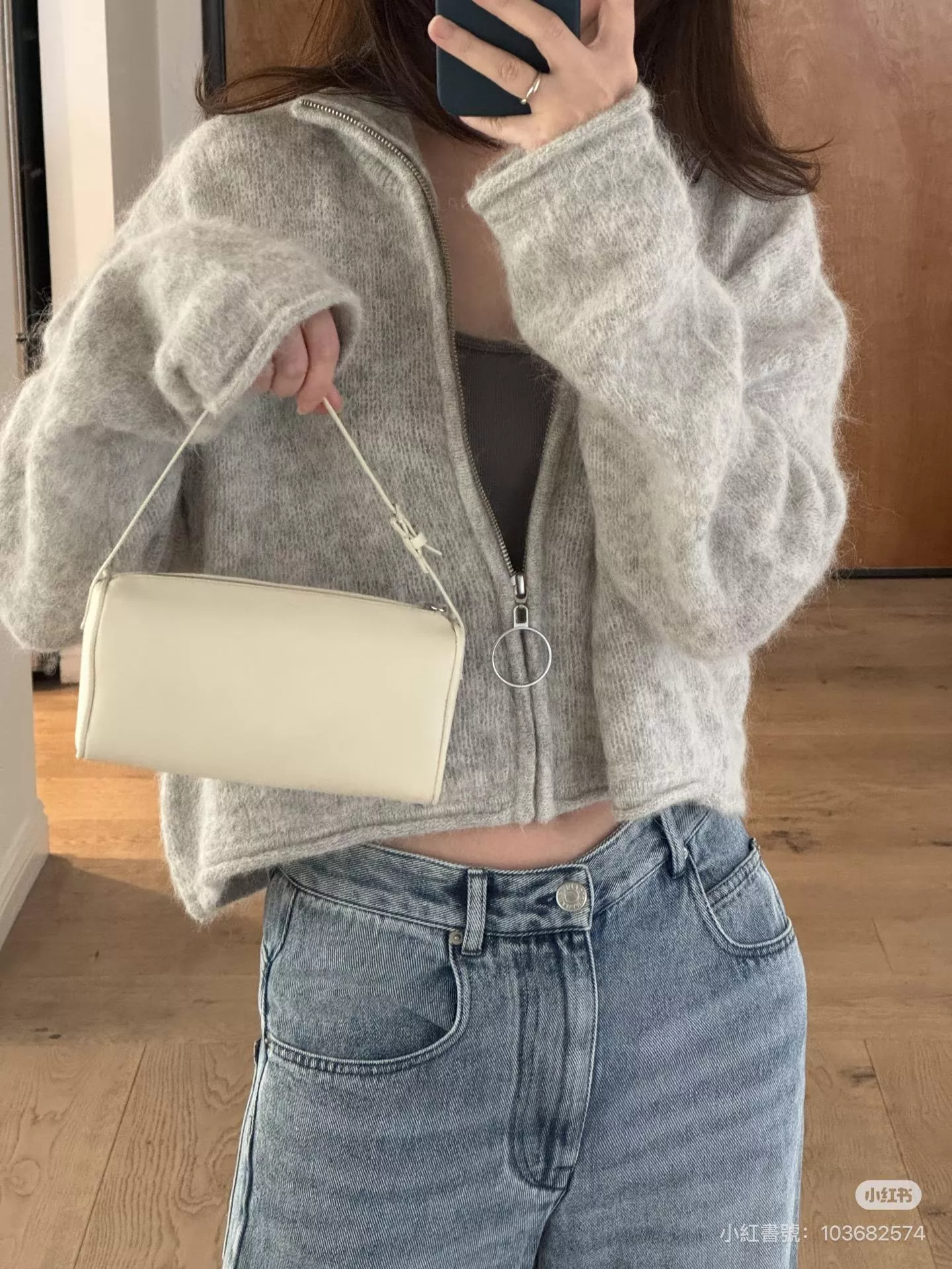小羊皮｜奶白色 90s Bag 筆袋包 筆筒包｜迷你手提包 19cm