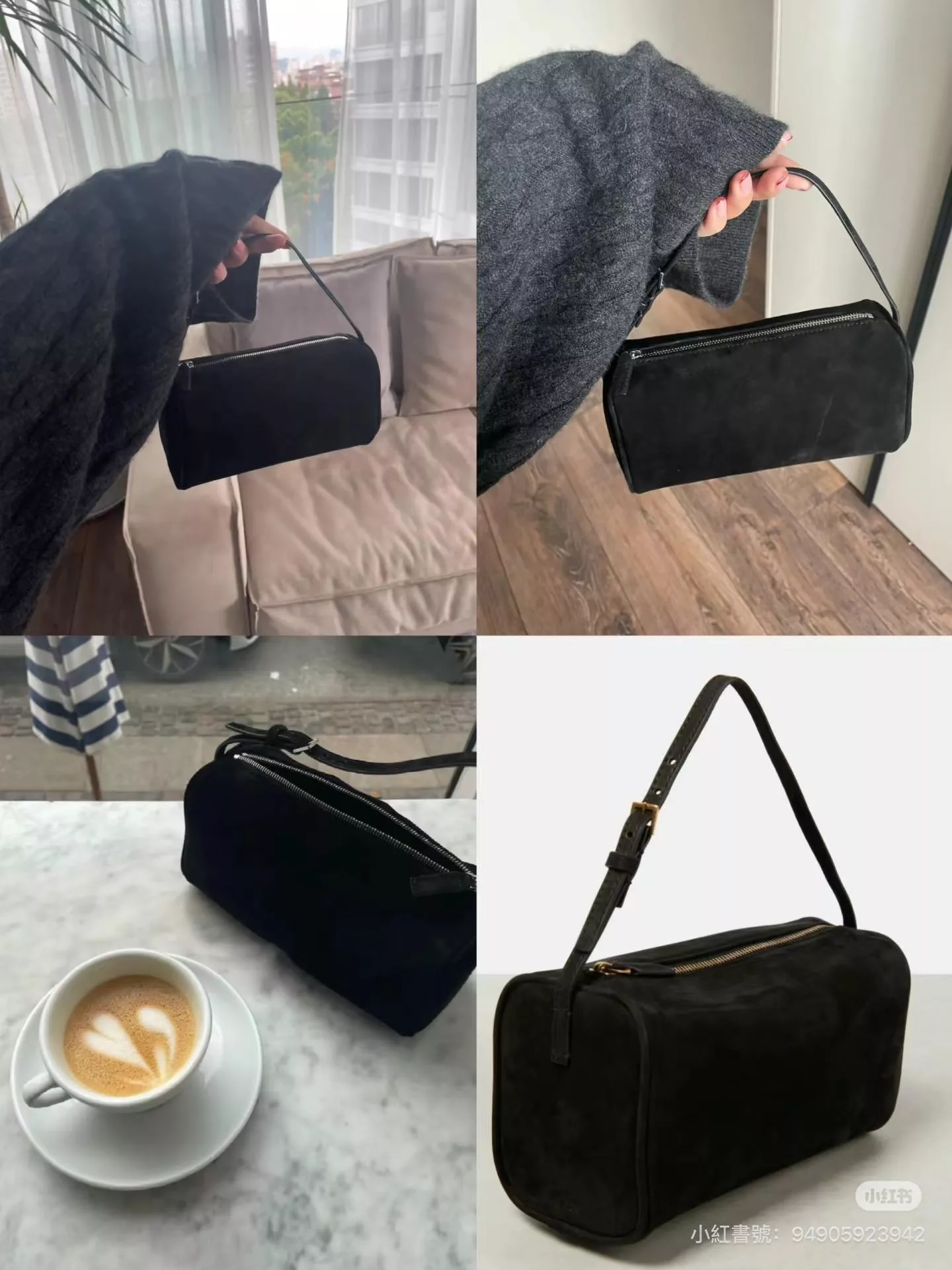 麂皮款｜黑色 90s Bag 筆袋包 筆筒包｜迷你手提包 19cm