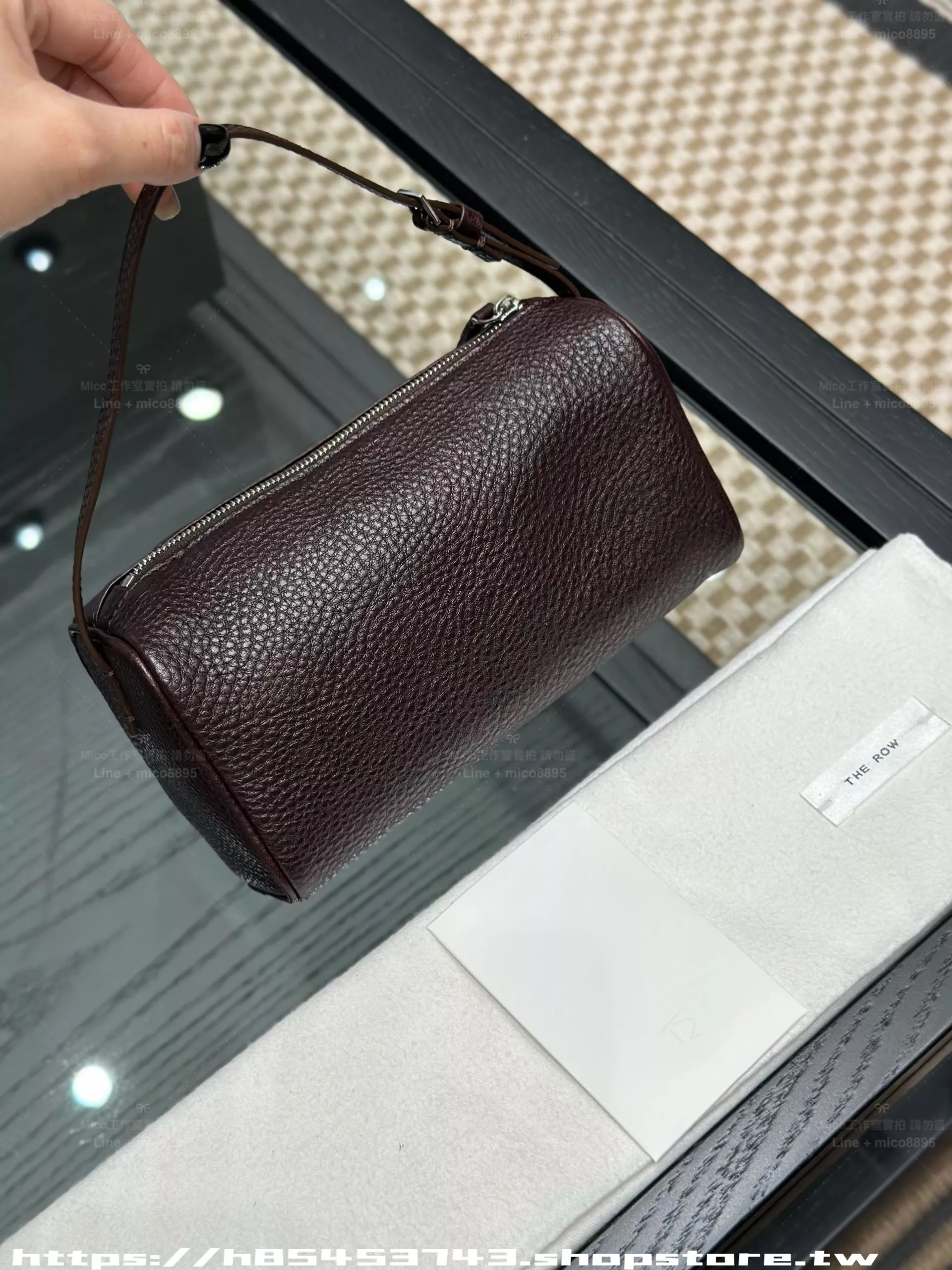 摔紋牛皮革｜酒紅色 90s Bag 筆袋包 筆筒包｜迷你手提包 19cm