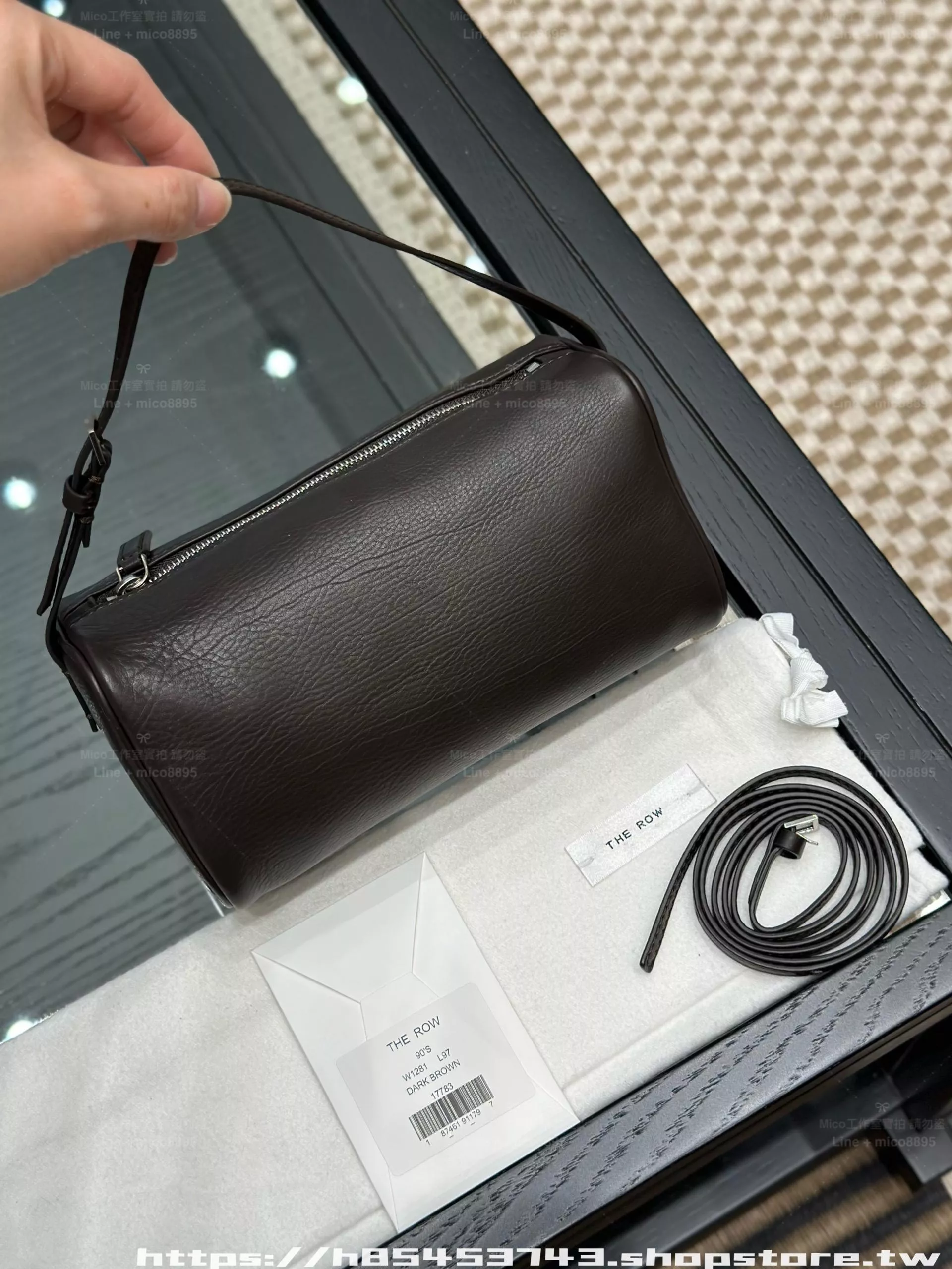 胎牛皮｜深棕色 90s Bag 筆袋包 筆筒包｜迷你手提包 19cm