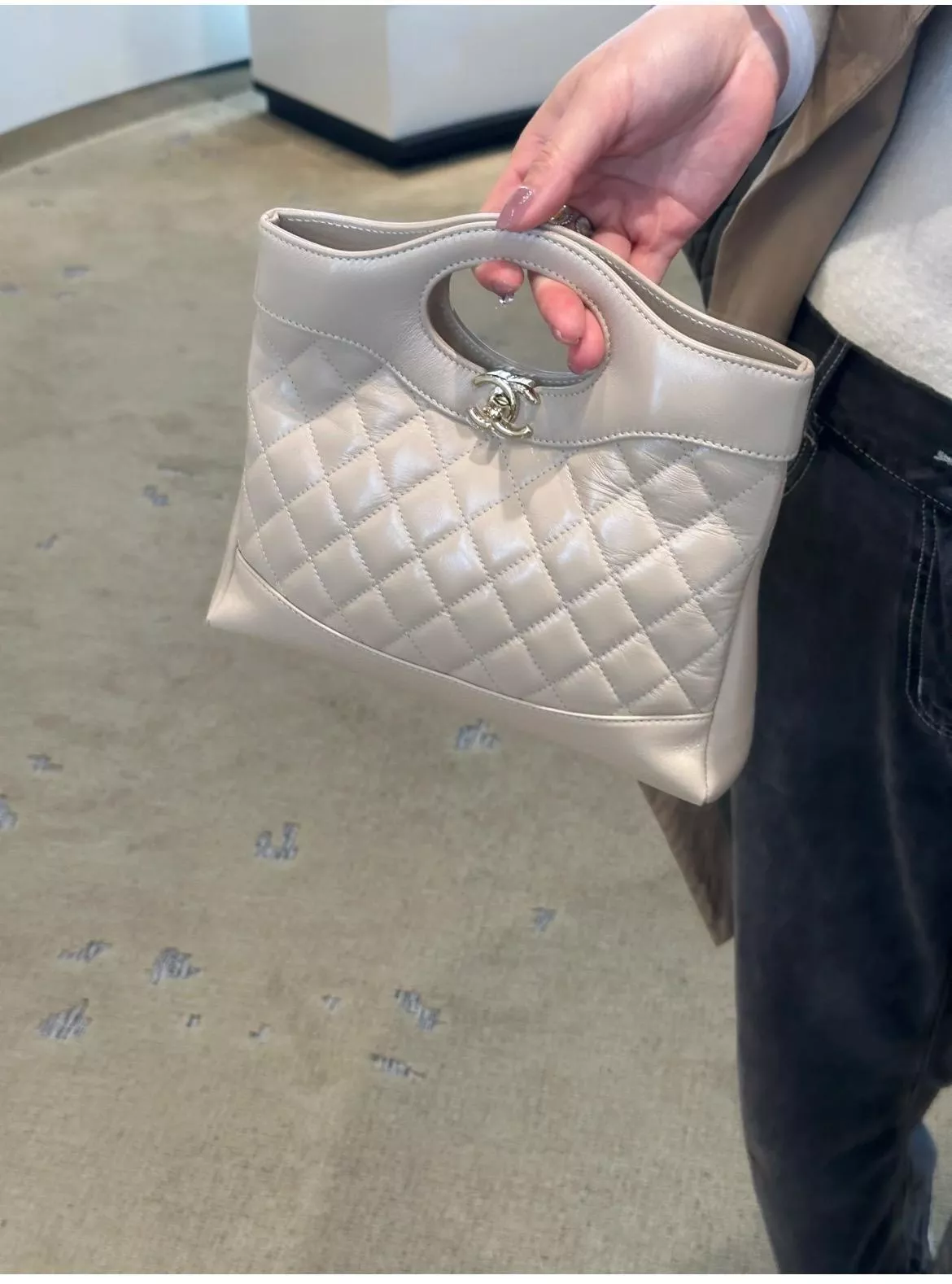 25p 淺灰色小羊皮 31Bag mini手提包/斜挎包 22cm