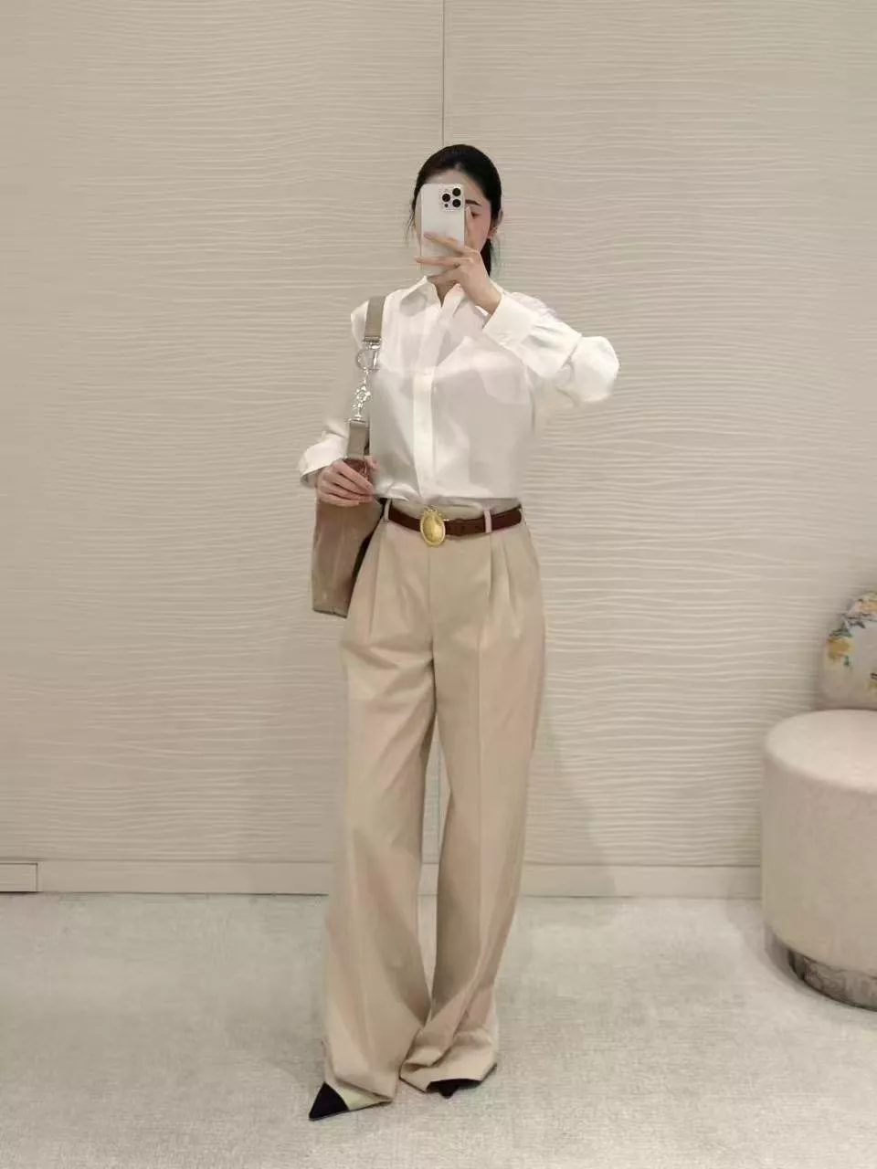 DIOR 米咖色高腰垂感西裝褲｜顯腿長版型｜36／38／40／42