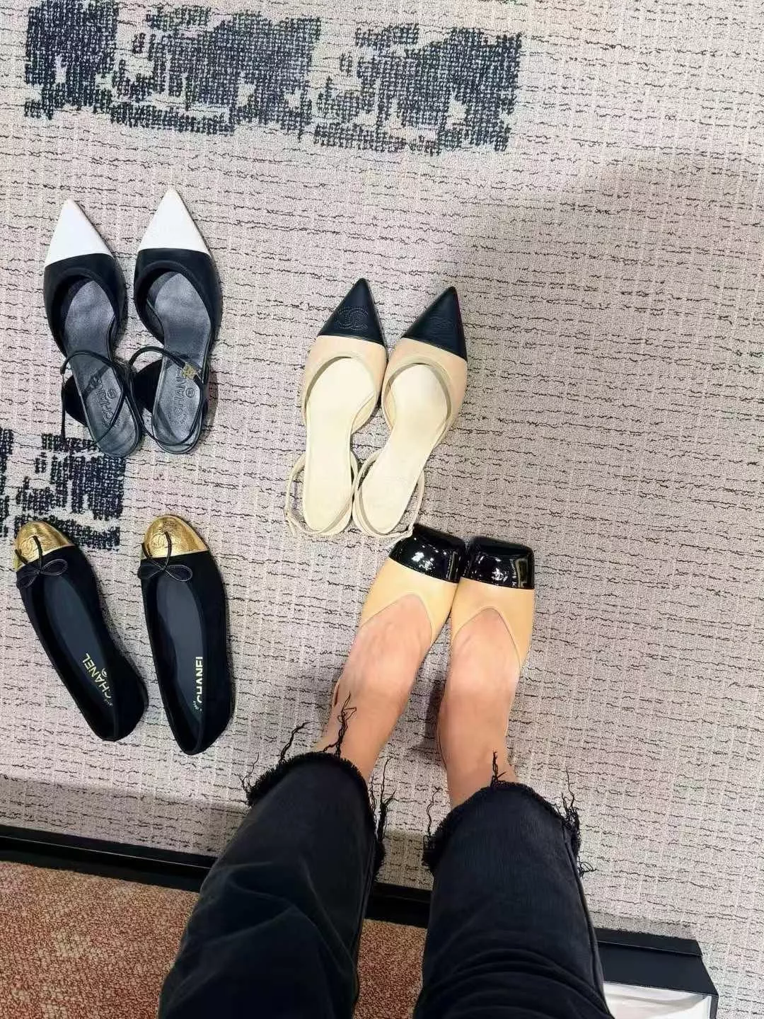 26s 走秀款 Slingback（經典裸色）｜雙C方頭粗跟涼鞋 35-40