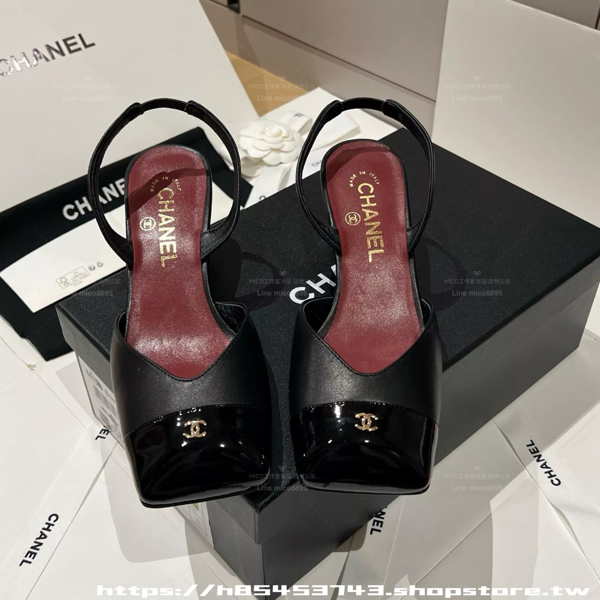 26s 走秀款 Slingback（黑色）｜雙C方頭粗跟涼鞋 35-40