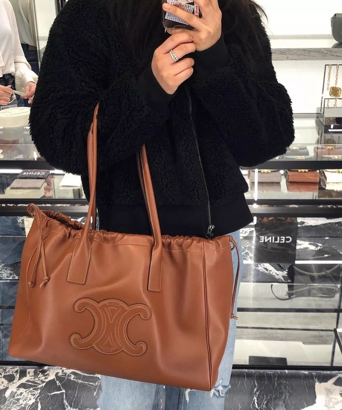 Drawstring Tote｜焦糖色 大容量托特包 抽繩托特包 44cm