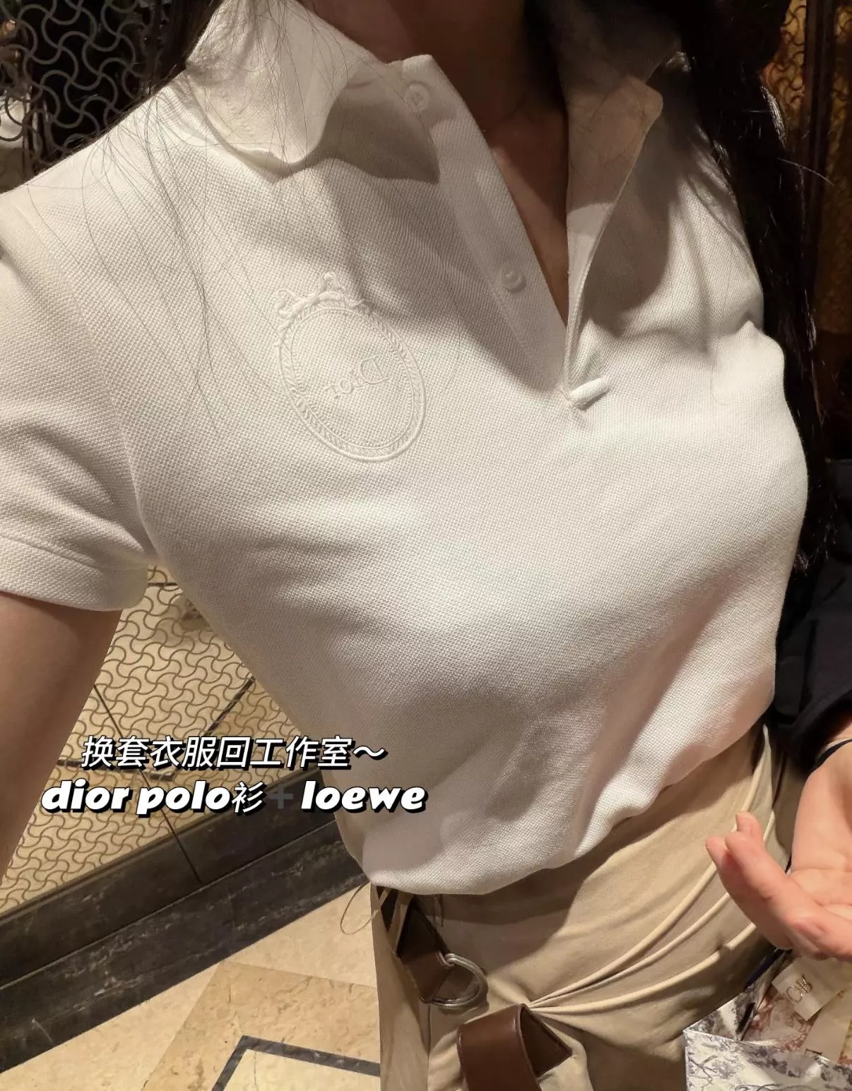DIOR 洛可可徽章刺繡Polo衫 白色翻領短袖上衣 珠地棉休閒短袖 精品運動風上衣 36/38/40/42